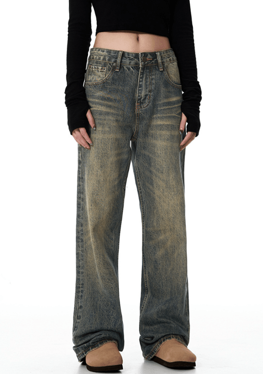 Japanese Brand × Jean American retro distressed low-rise flared straight jeans Size US 32 / EU 48 - 2 Thumbnail