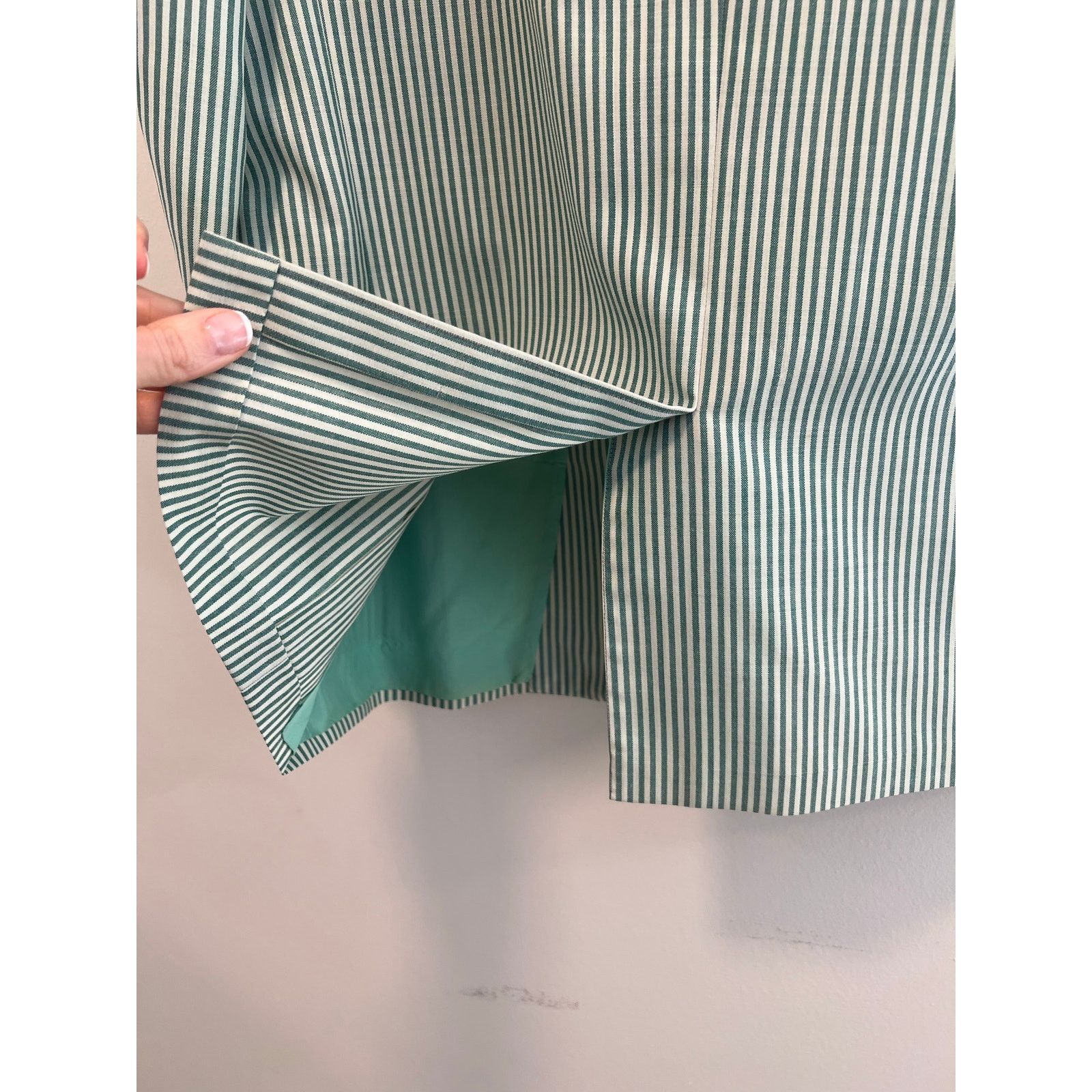 Hickey Freeman Hickey Freeman 3 Button Suit Jacket Green Pinstripe 44 Size 44R - 4 Thumbnail