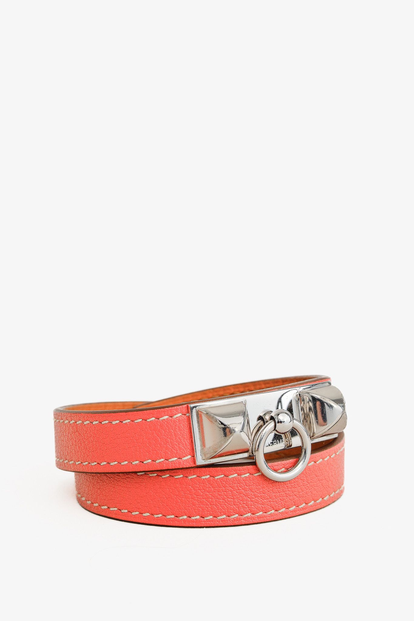 Hermes Hermes Rivale Double Tour Sanguine Swift Leather Bracelet Size ONE SIZE - 1 Thumbnail