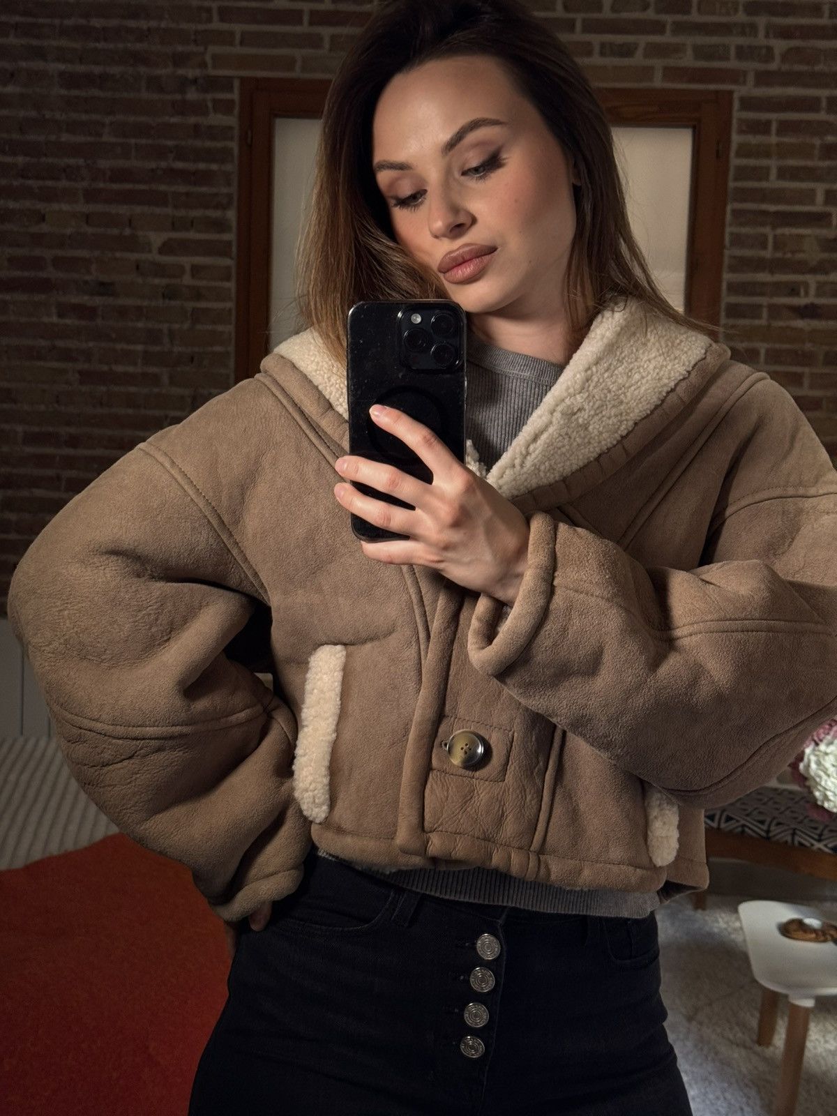 Other Furfuza Shearling Lambskin Jacket Beige Size S / US 4 / IT 40 - 1 Thumbnail