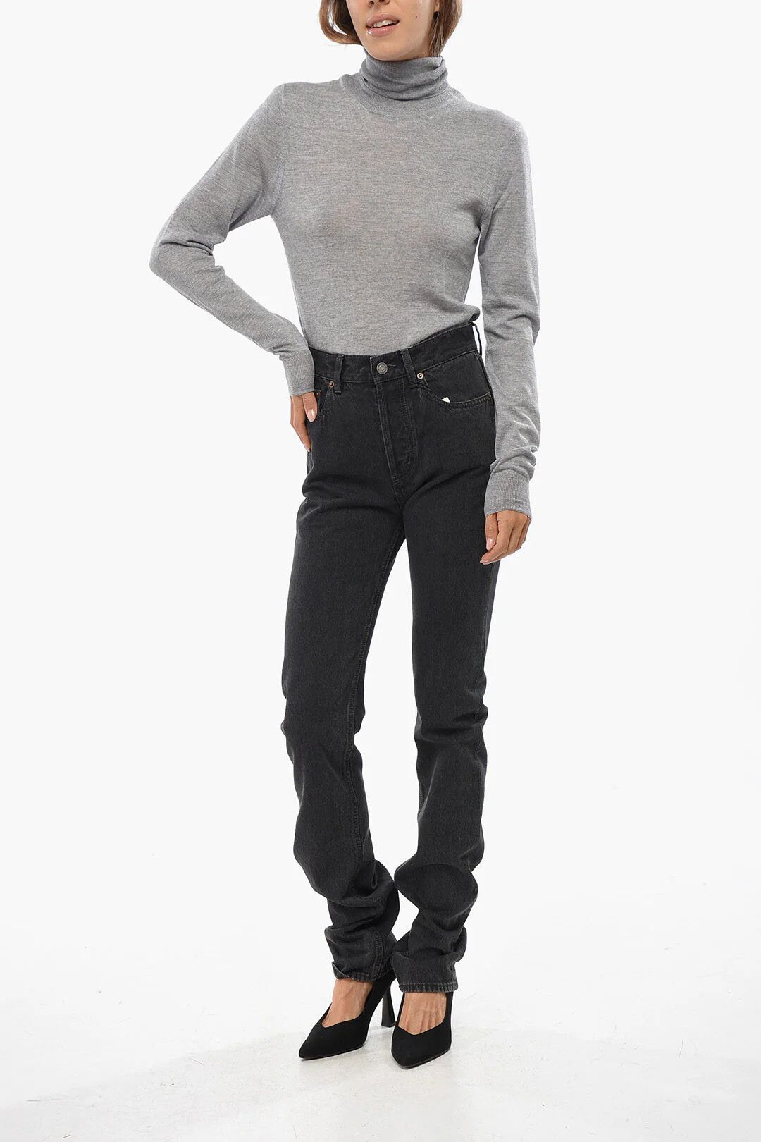 Saint Laurent Paris og1mm0326 Regular Fit Dark Jeans in Grey Size 26" / US 2 / IT 38 - 4 Thumbnail