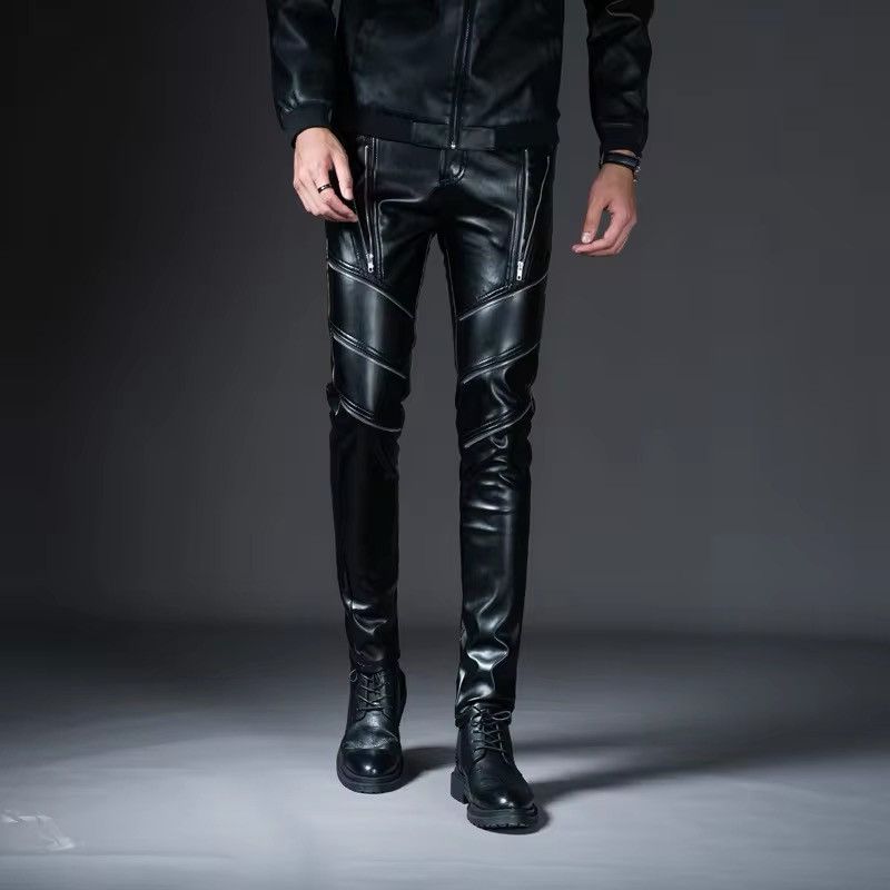 Japanese Brand × Vintage Motorcycle Biker Punk Gothic Faux Leather Pants Size US 32 / EU 48 - 2 Thumbnail