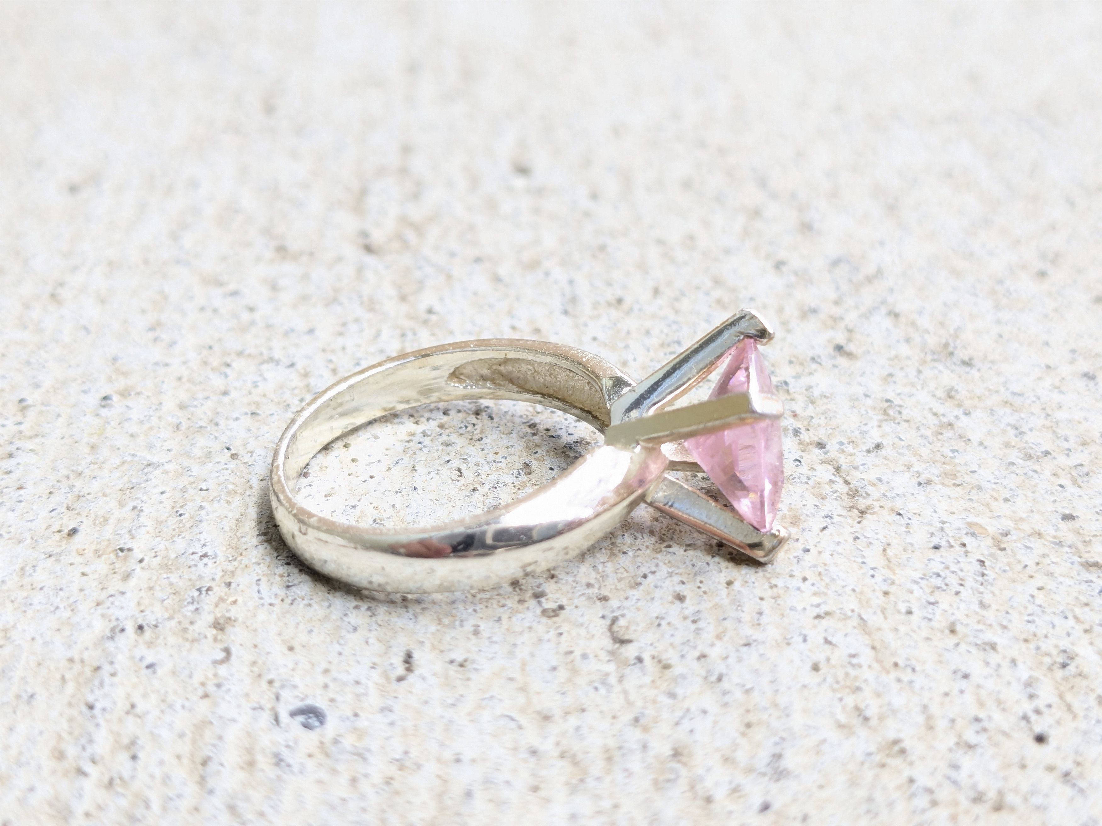 Jewelry Sterling Silver Ring Pink Topaz 6 Square Princess Cut Band Size ONE SIZE - 6 Thumbnail