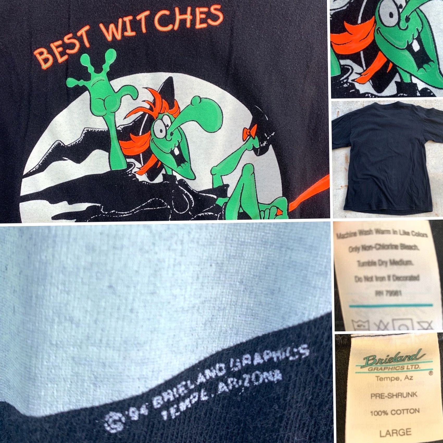 Vintage VINTAGE Best Witches T-Shirt Glow In The Dark L Brieland Graphics 90s 1990s Black Mens Graphic Tee Halloween Size US L / EU 52-54 / 3 - 5 Thumbnail