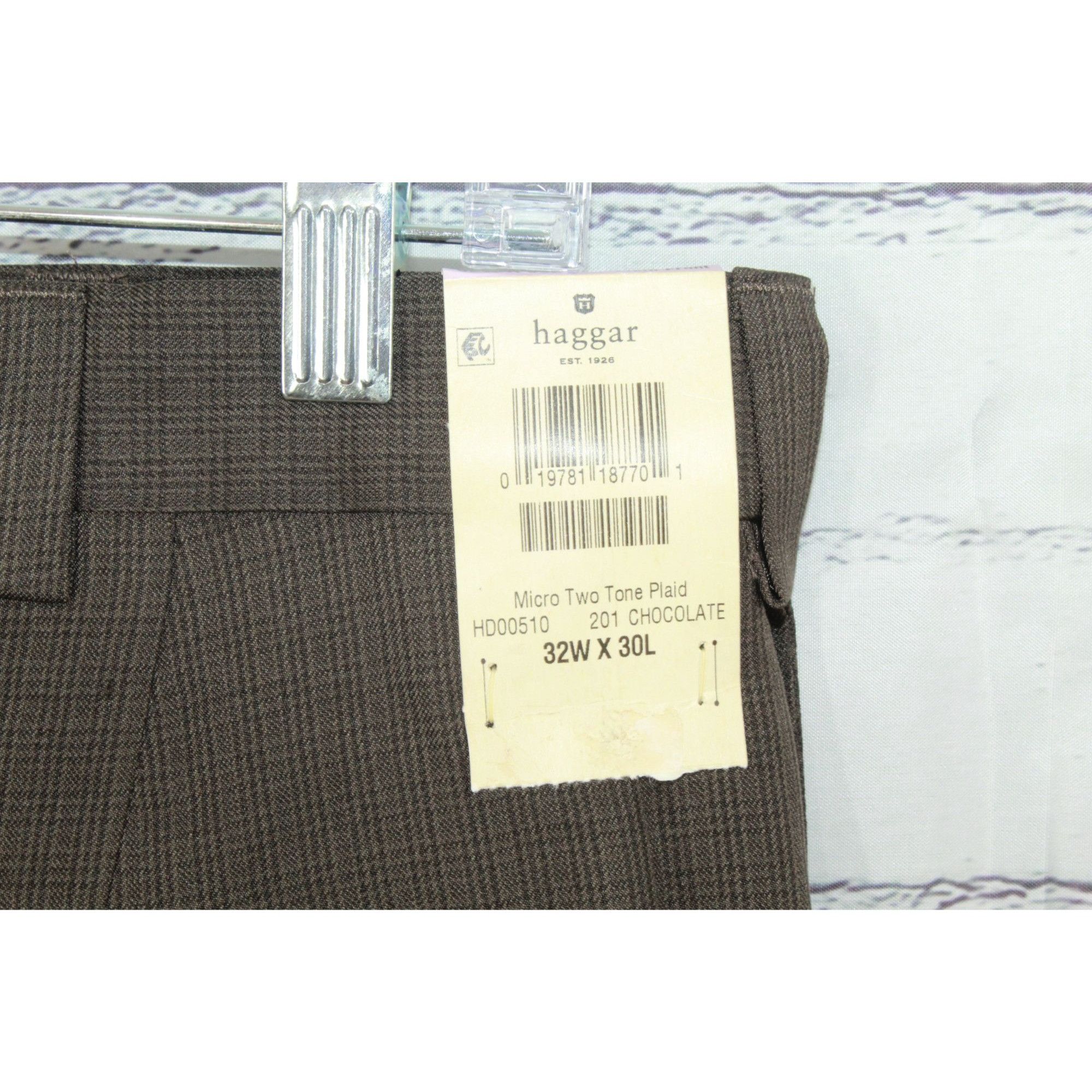 Haggar Haggar Men's Chocolate Plaid Eclo Slacks Size 32 Straight Size US 32 / EU 48 - 7 Thumbnail