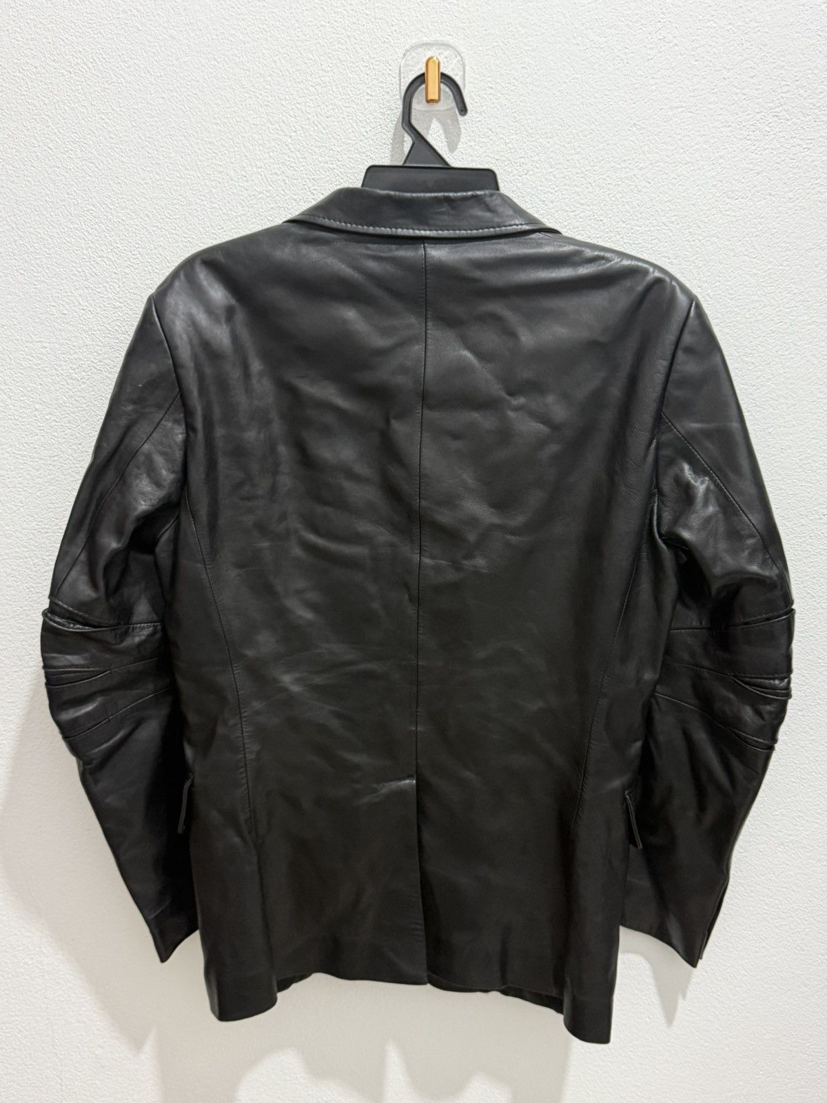 John Richmond John Richmond Rock-Gothic Leather Blazer with Pleated Sleeve Size US M / EU 48-50 / 2 - 2 Thumbnail