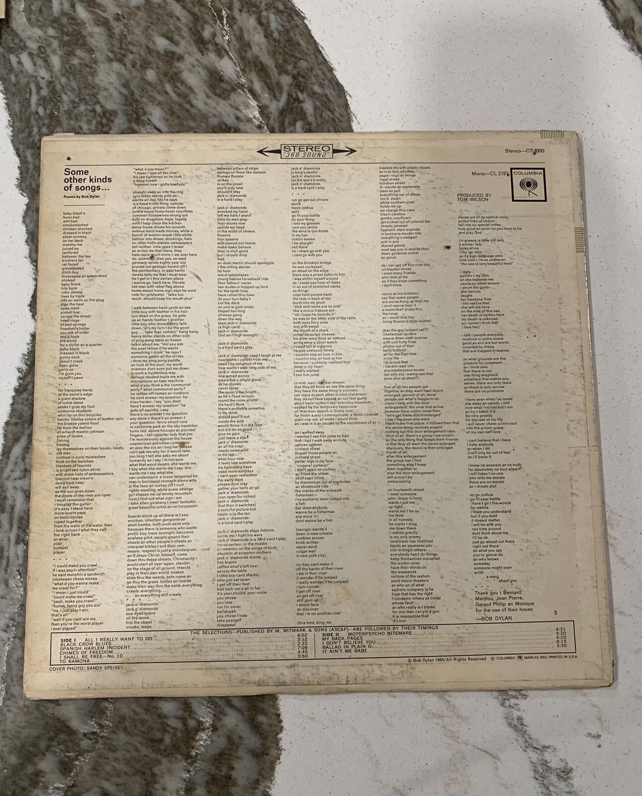 Designer Another Side Of Bob Dylan 1964 Columbia Mono LP Vinyl Record Size ONE SIZE - 2 Thumbnail