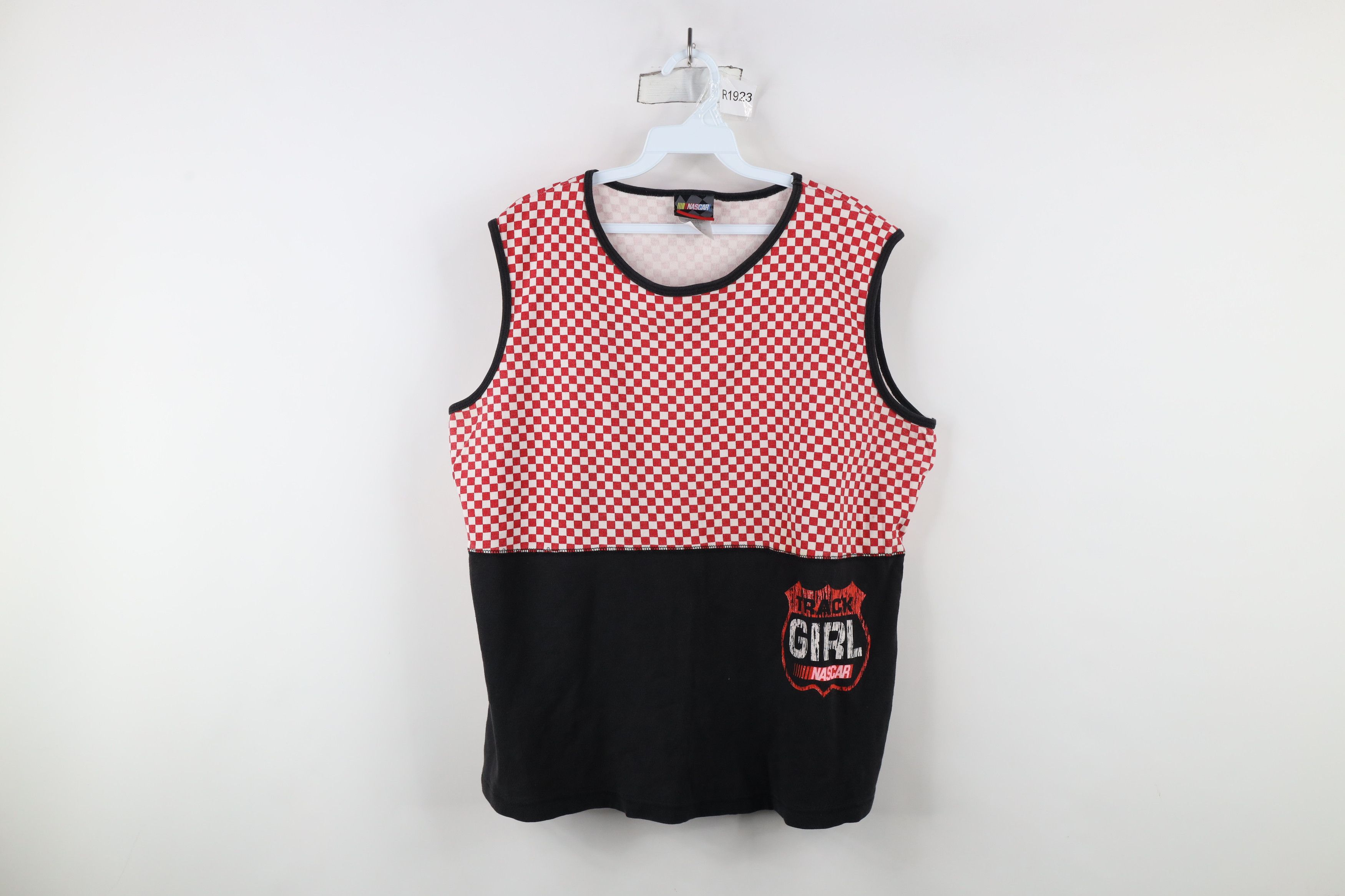 Vintage Vintage 90s Y2K NASCAR Checkered Sleeveless T-Shirt Cotton Size XXL / US 16-18 / IT 52-54 - 1 Thumbnail