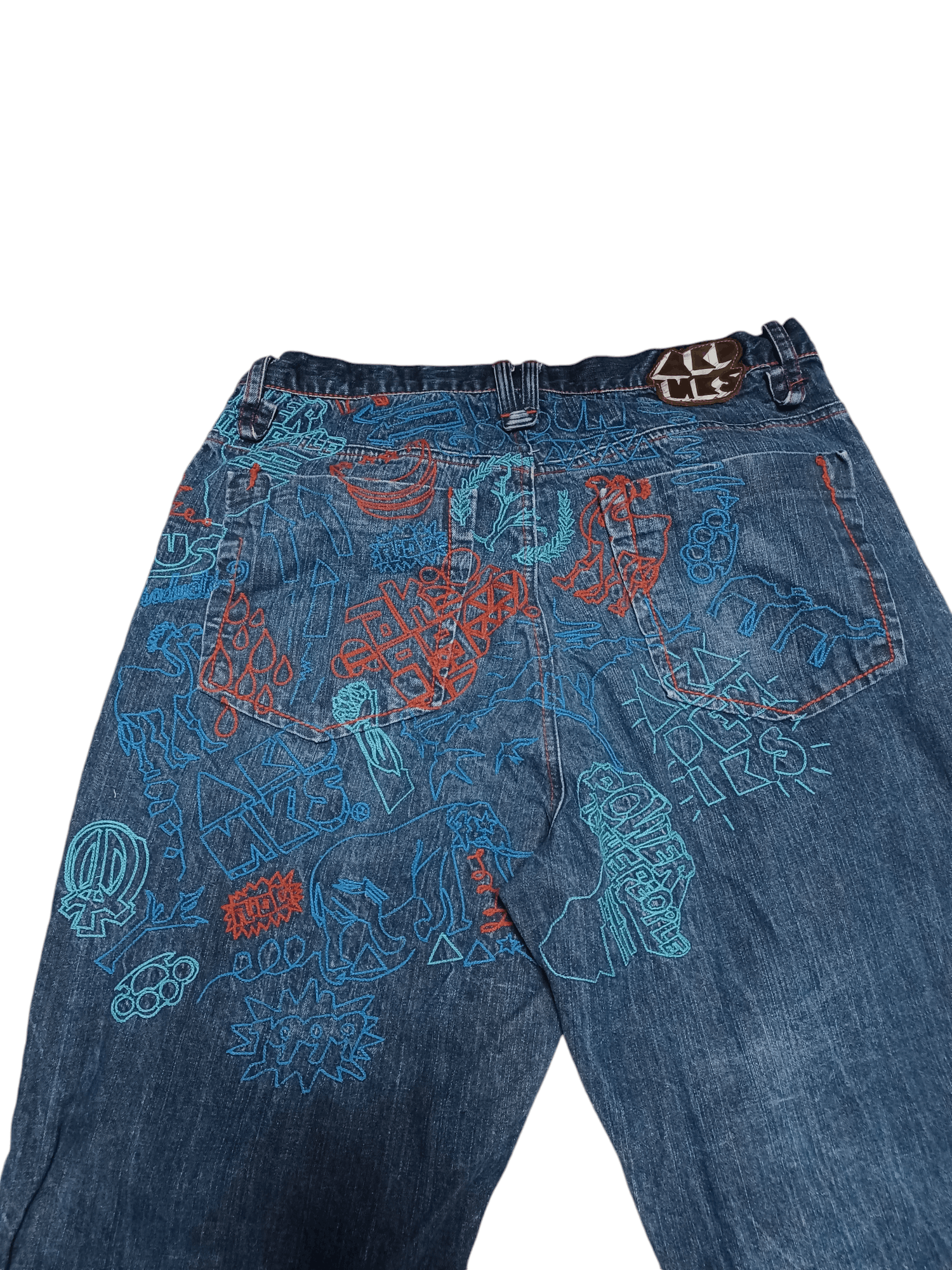 Akademiks AKADEMIKS FIRE EMBROIDERED STREET ART SKATEGANG BAGGY JEANS Size US 36 / EU 52 - 2 Thumbnail