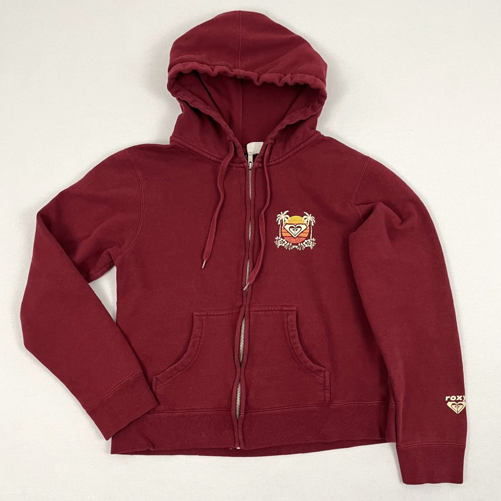 Vintage ROXY Hoodie Womens L Red Crop Full Zip Graphic Y2K Beach Surf Retro Sports Size L / US 10 / IT 46 - 2 Thumbnail
