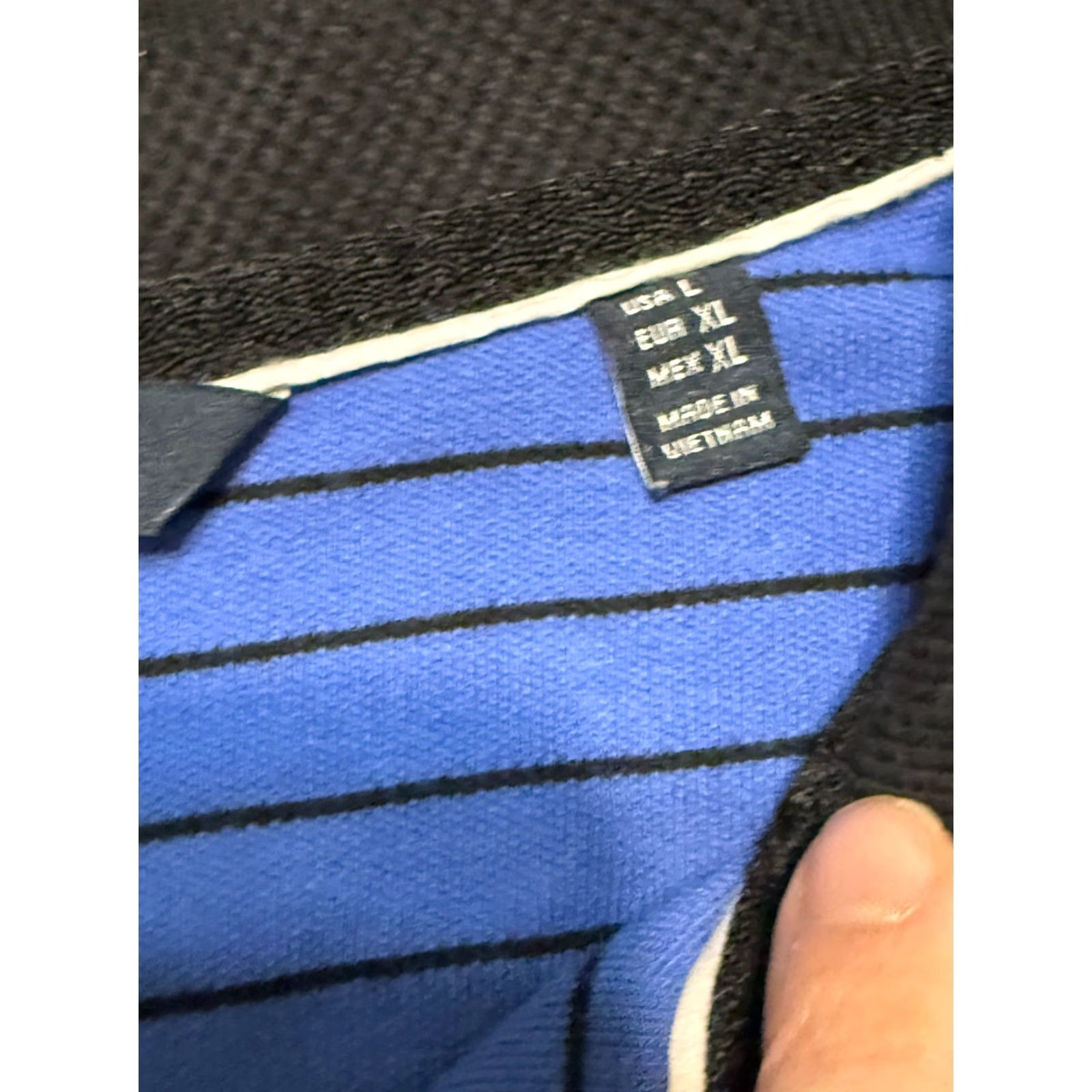 Nautica Nautica Polo Shirt Blue Black Striped Short Sleeve Size L Mens Regular Fit Button Size US L / EU 52-54 / 3 - 7 Thumbnail