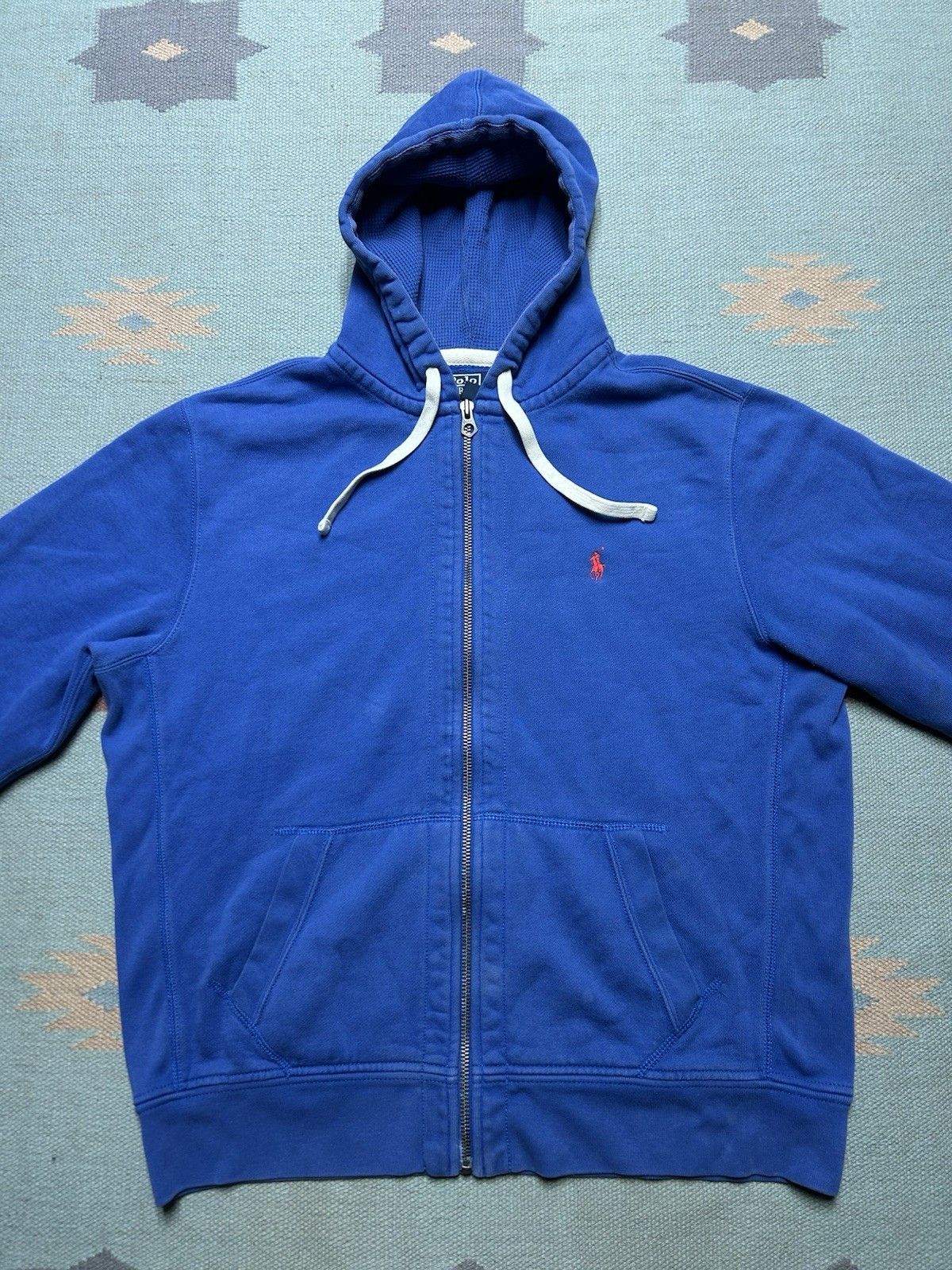 Vintage Vtg polo Ralph Lauren hoodie zip waffle thermal hood pony XL Size US XL / EU 56 / 4 - 2 Thumbnail