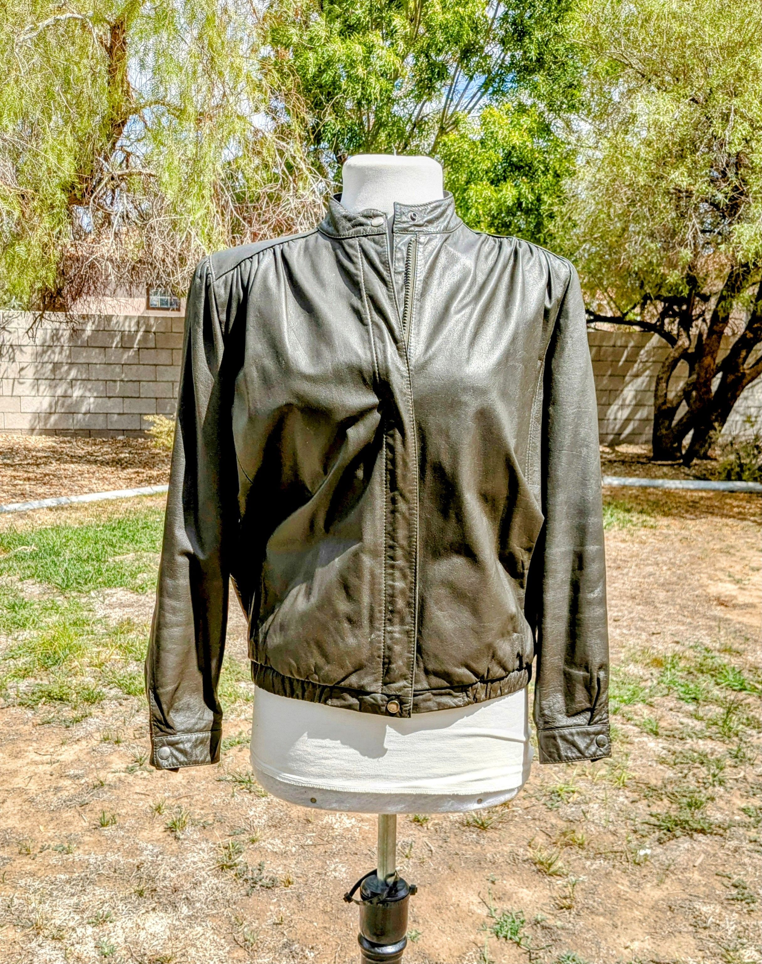 Other 1980s GJS Vintage Leather Zip-Up Bomber Racing Korean Jacket Size S / US 4 / IT 40 - 1 Thumbnail