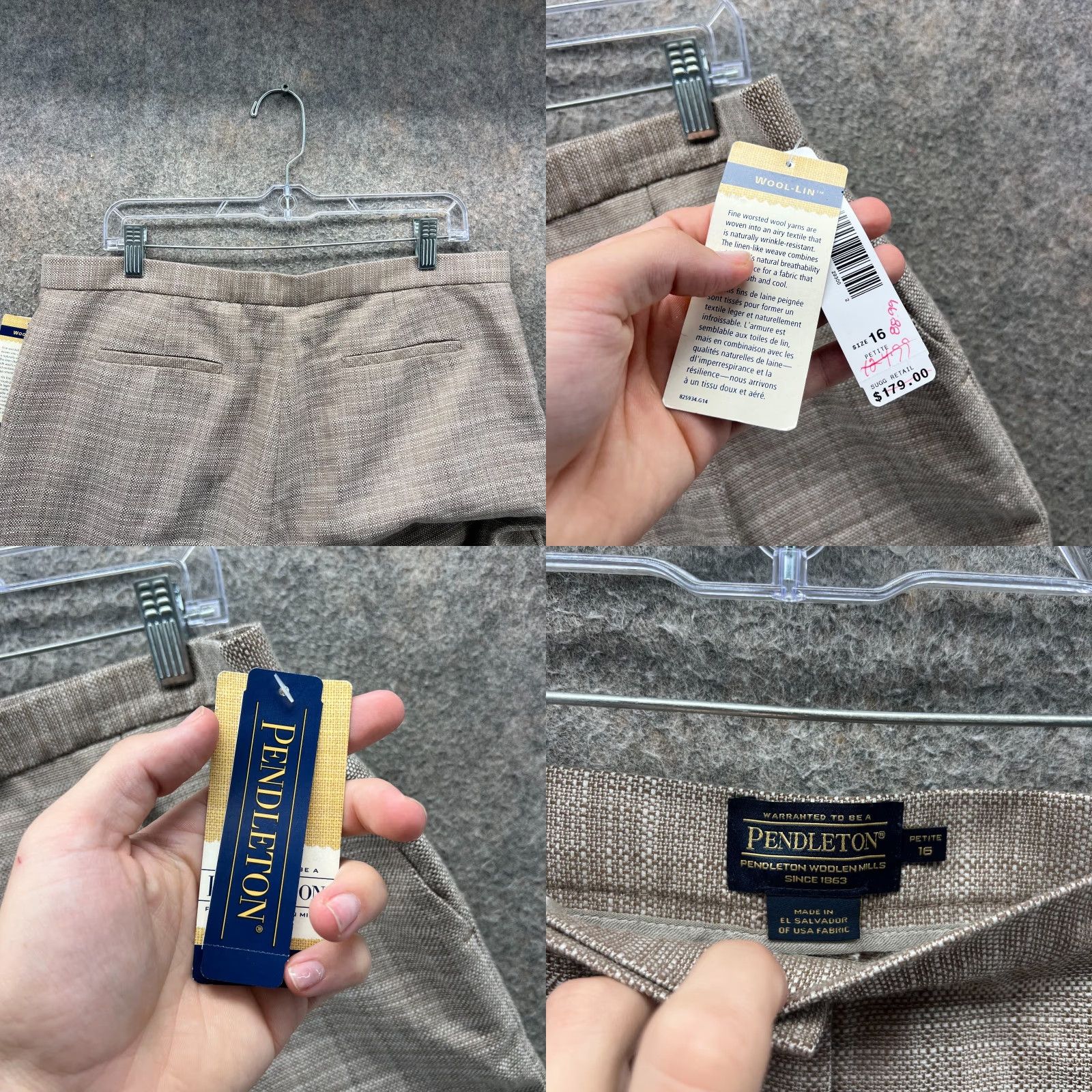 Pendleton Pendleton Dress Pants Women 16P Beige Wool High Waist Pleated Straight Leg NEW Size 25" / US 0 / IT 36 - 8 Thumbnail