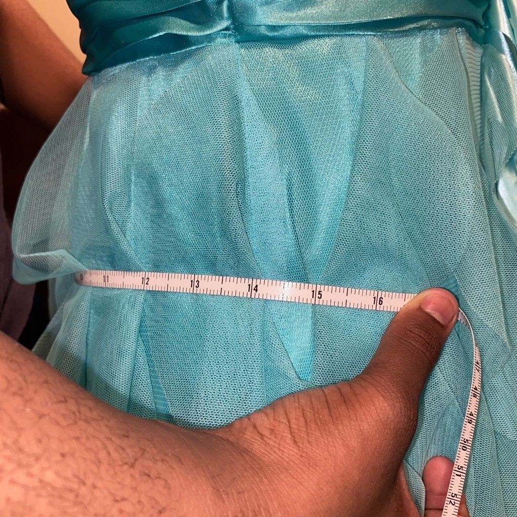 Other Deb Aquamarine Rhinestone Ruffle Formal Dress Size 9/10 Size L / US 10 / IT 46 - 5 Thumbnail