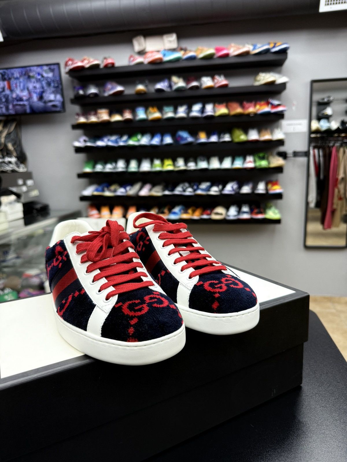 Gucci Gucci Ace GG Logo Terry Cloth Navy Velvet SZ 9.5 G / 10 Us Size US 10 / EU 43 - 5 Thumbnail
