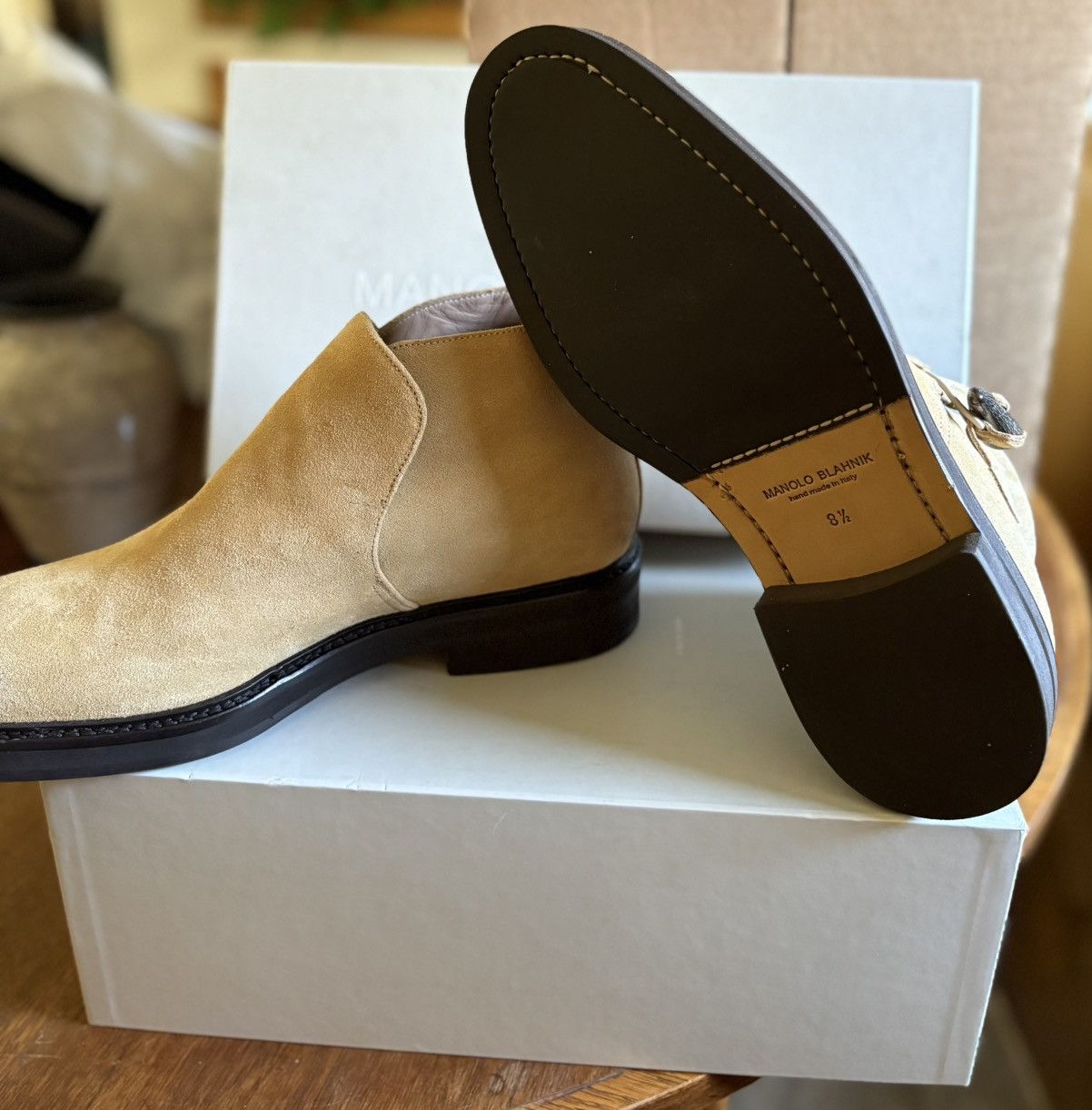 Manolo Blahnik Manolo Blahnik Men’s Beige Suede Boots 8.5 UK 9.5 US Size US 9.5 / EU 42-43 - 2 Thumbnail