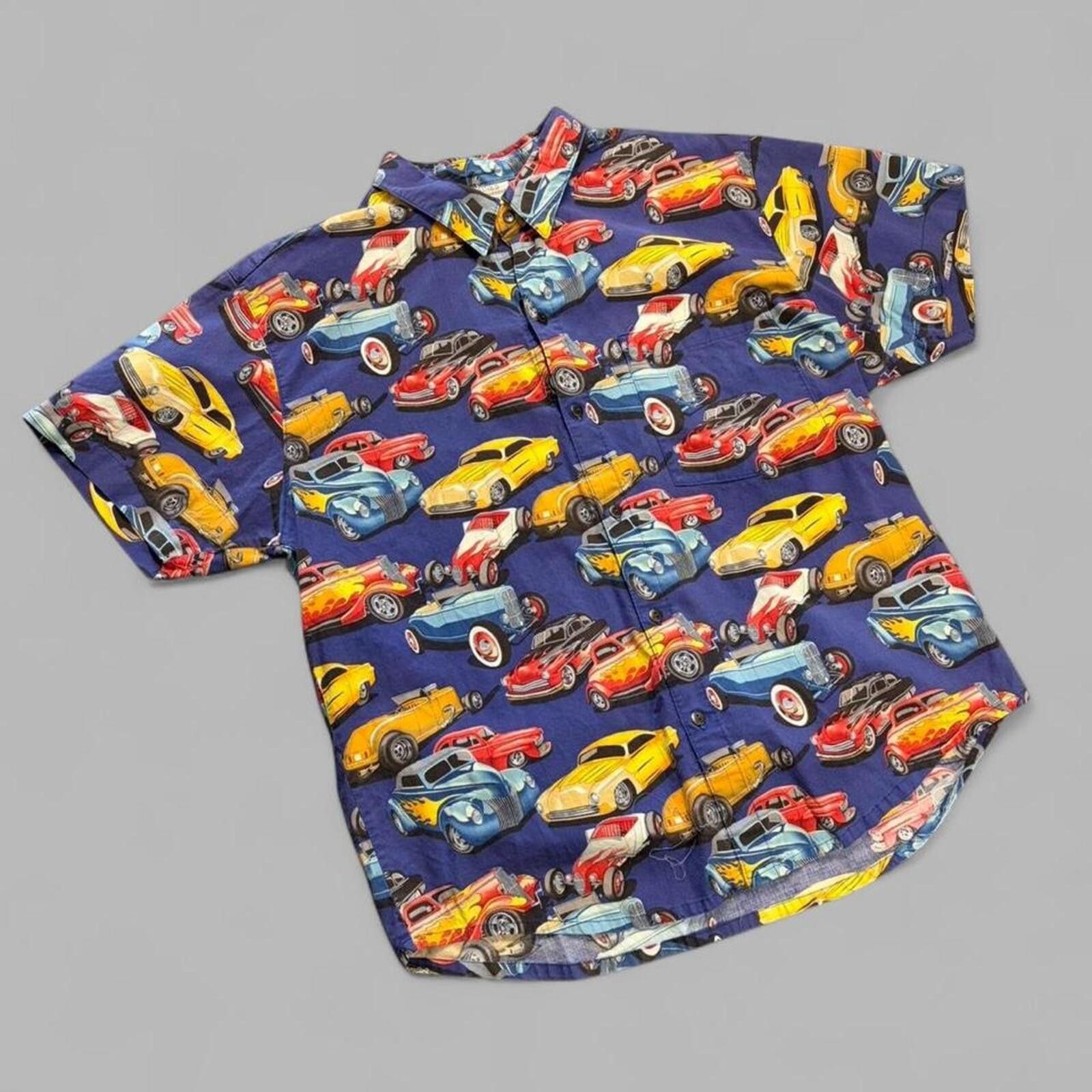 Vintage Vintage 90s Hot Rod AOP Button Up Size US XL / EU 56 / 4 - 2 Thumbnail