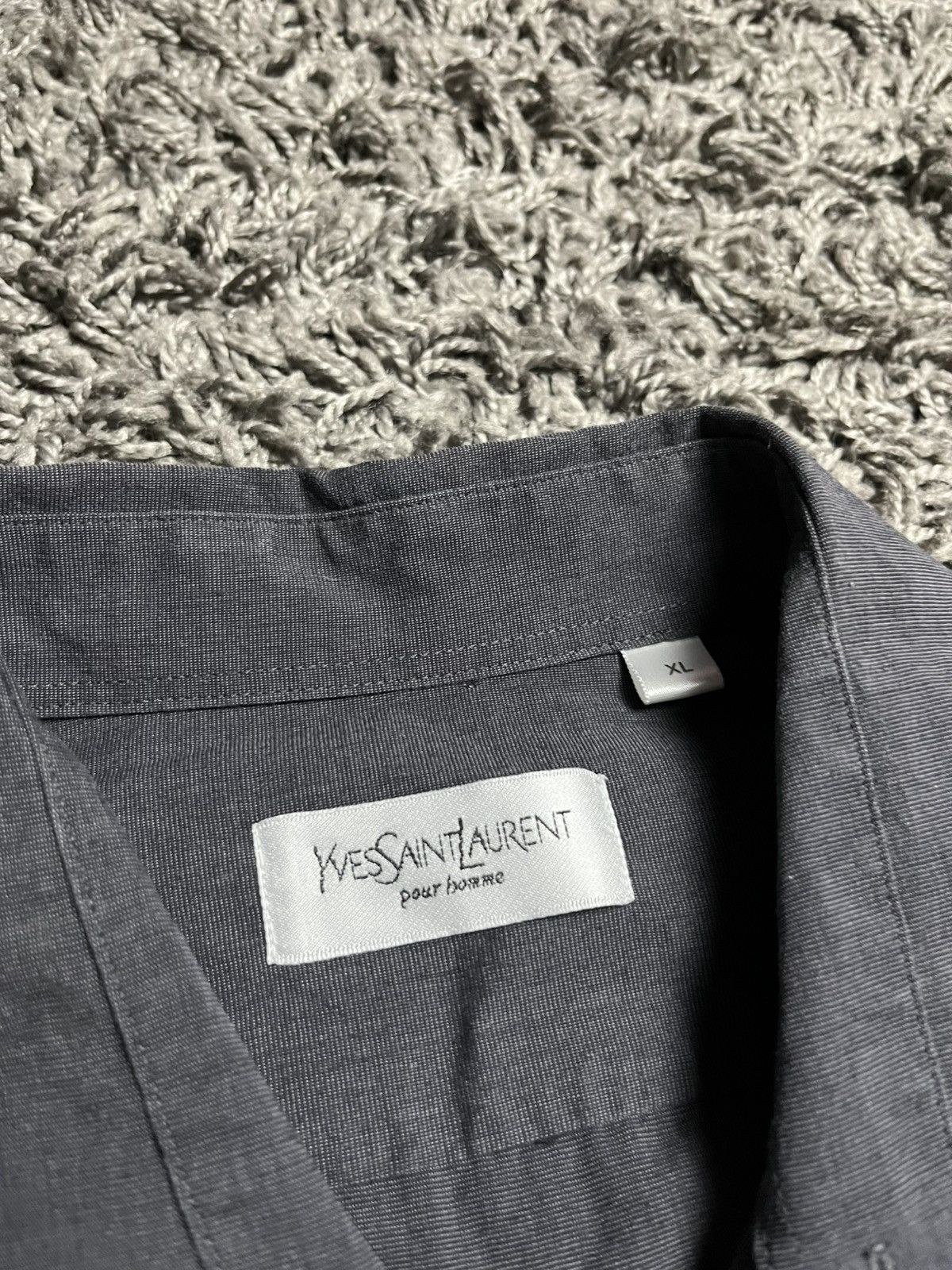 Yves Saint Laurent YSL Dark Grey Anthracite Long Sleeve Button Up Shirt Size US XL / EU 56 / 4 - 4 Thumbnail