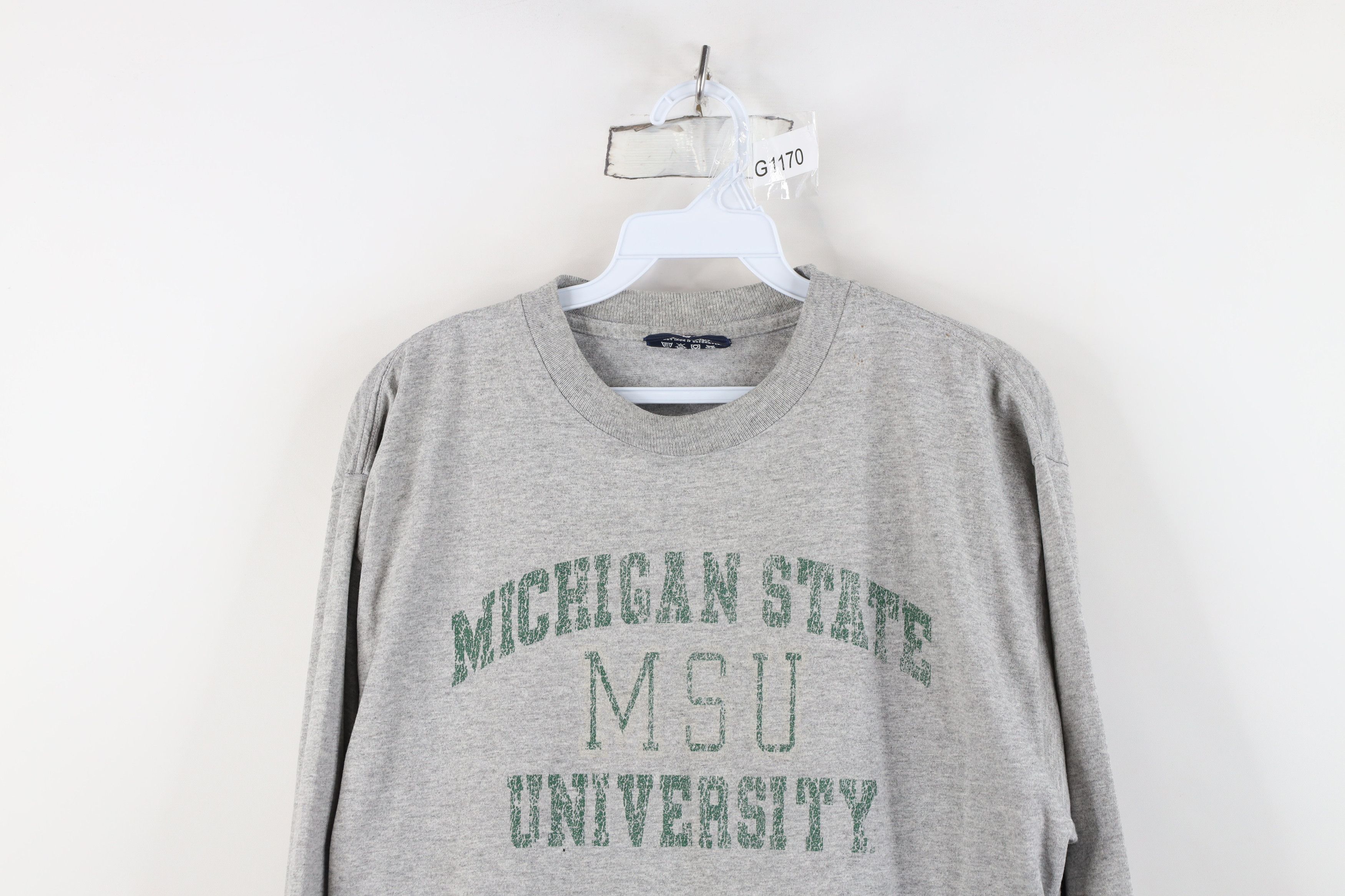 Vintage Vintage 90s Michigan State University Long Sleeve T-Shirt Size US M / EU 48-50 / 2 - 2 Thumbnail