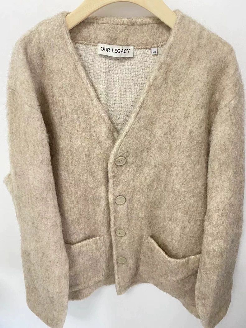 Our Legacy Our Legacy Light Grey Mohair Cardigan Size US M / EU 48-50 / 2 - 1 Thumbnail