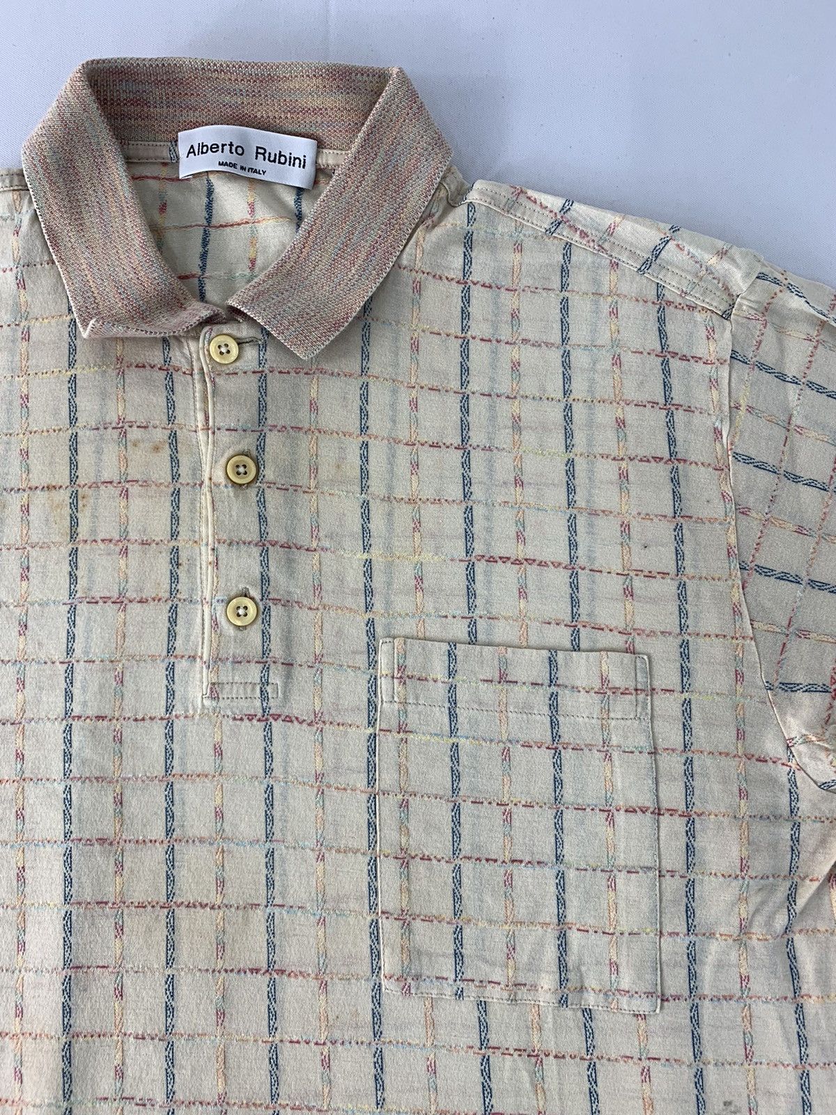 Alberto Alberto Rubini Made In Italy Checked Single Pocket Polo Tee Size US M / EU 48-50 / 2 - 4 Thumbnail