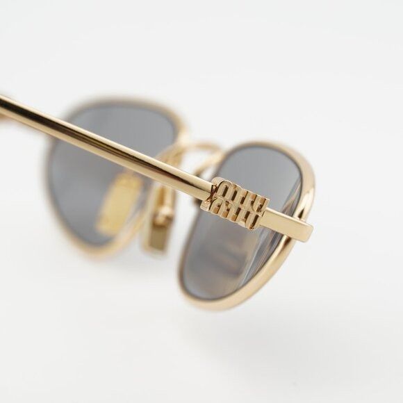 Miu Miu Miu Miu MUA52S 5AK40O Sunglasses Gold Cat Eye Frame, Grey Size ONE SIZE - 7 Thumbnail