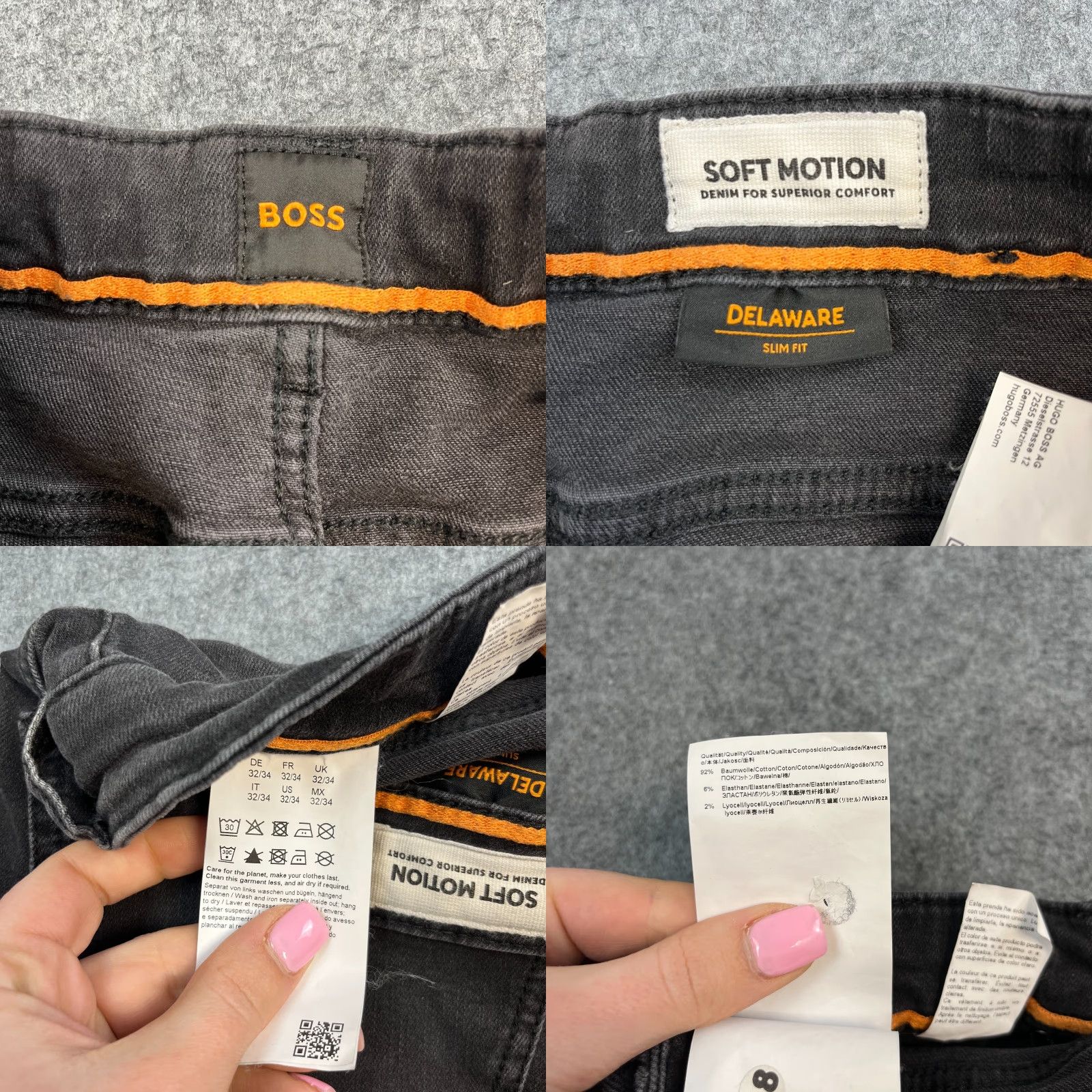 Hugo Boss HUGO BOSS Jeans Slim Skinny Delaware 32 Dark Grey Denim Warm Comfort Stretch 5-Pocket Mens Regular 32in Inside Leg 32in Grey Denim Size US 32 / EU 48 - 8 Thumbnail