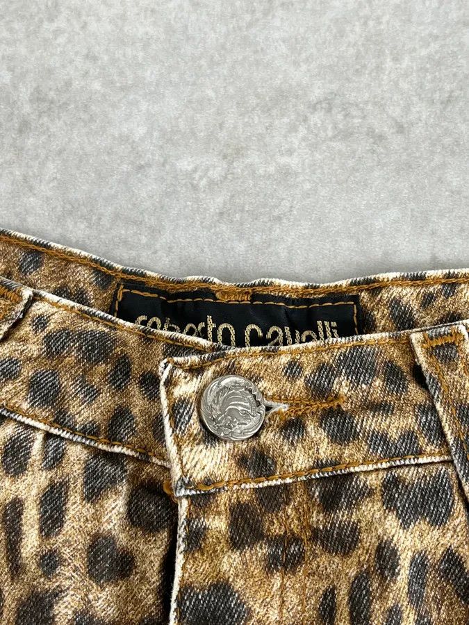 Roberto Cavalli 1990s Roberto Cavalli Brown Leopard Print Glitter Pants Size 27" / US 4 / IT 40 - 13 Thumbnail