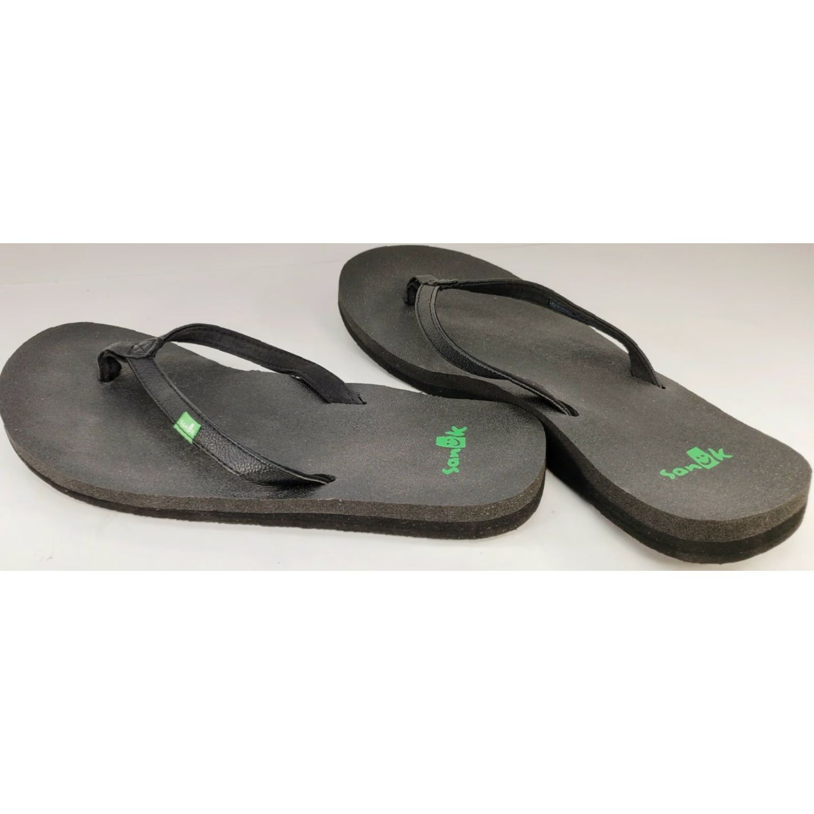 Sanuk Sanuk Yoga Joy Women’s 7 Flip Flop Sandals Toe Post Black SWS10275, Deep Teal, Cushioned, Flat, Slip On, Faux Leather Upper, M Width, Sandal, Like New Size US 7 / IT 37 - 6 Thumbnail