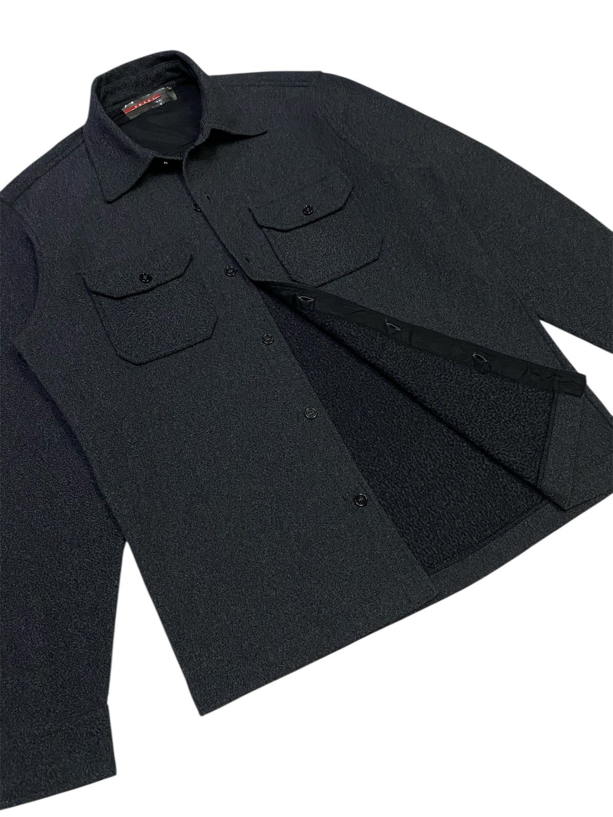 Prada Vintage Prada Fleece Double Pocket Button Ups Shirt Size US L / EU 52-54 / 3 - 8 Thumbnail
