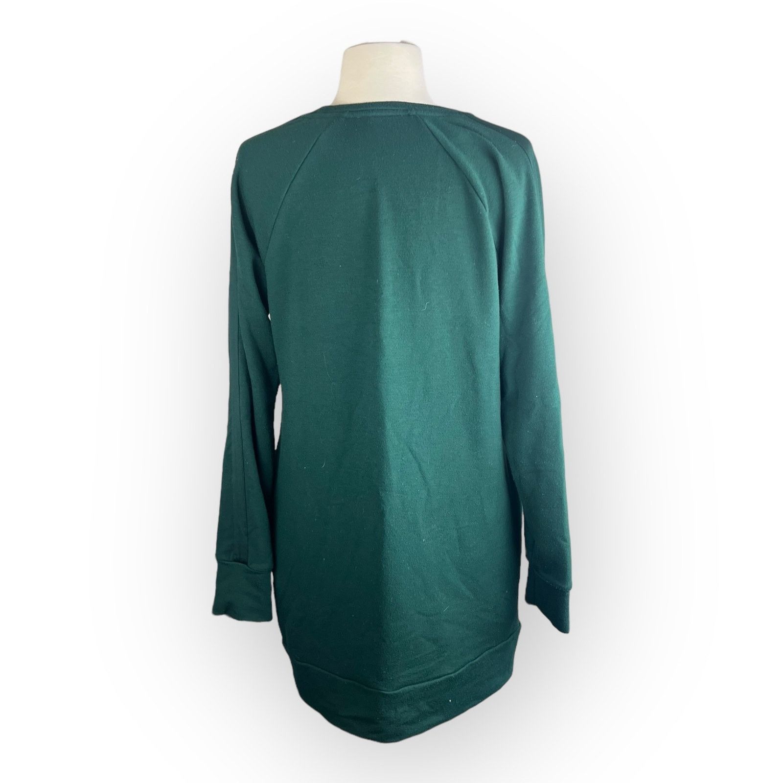 Macys Ideology Forest Green Tunic Sweatshirt - Satin Accents Size M / US 6-8 / IT 42-44 - 4 Thumbnail