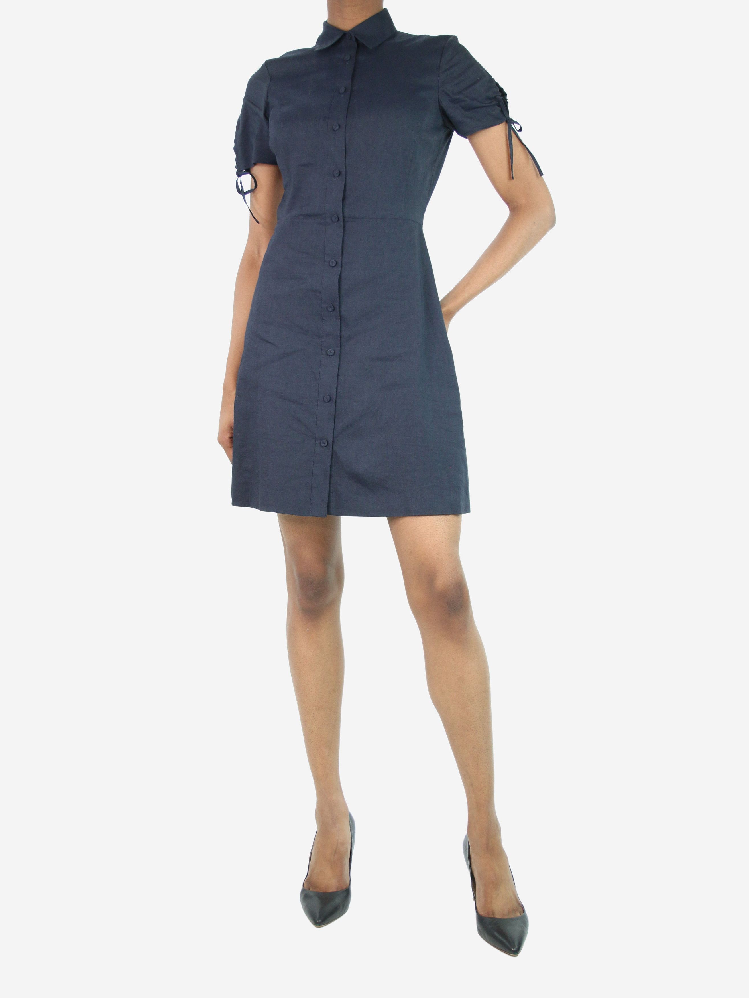 image of Theory Blue Linen-Blend Shirt Dress - Size Uk 6, Women's