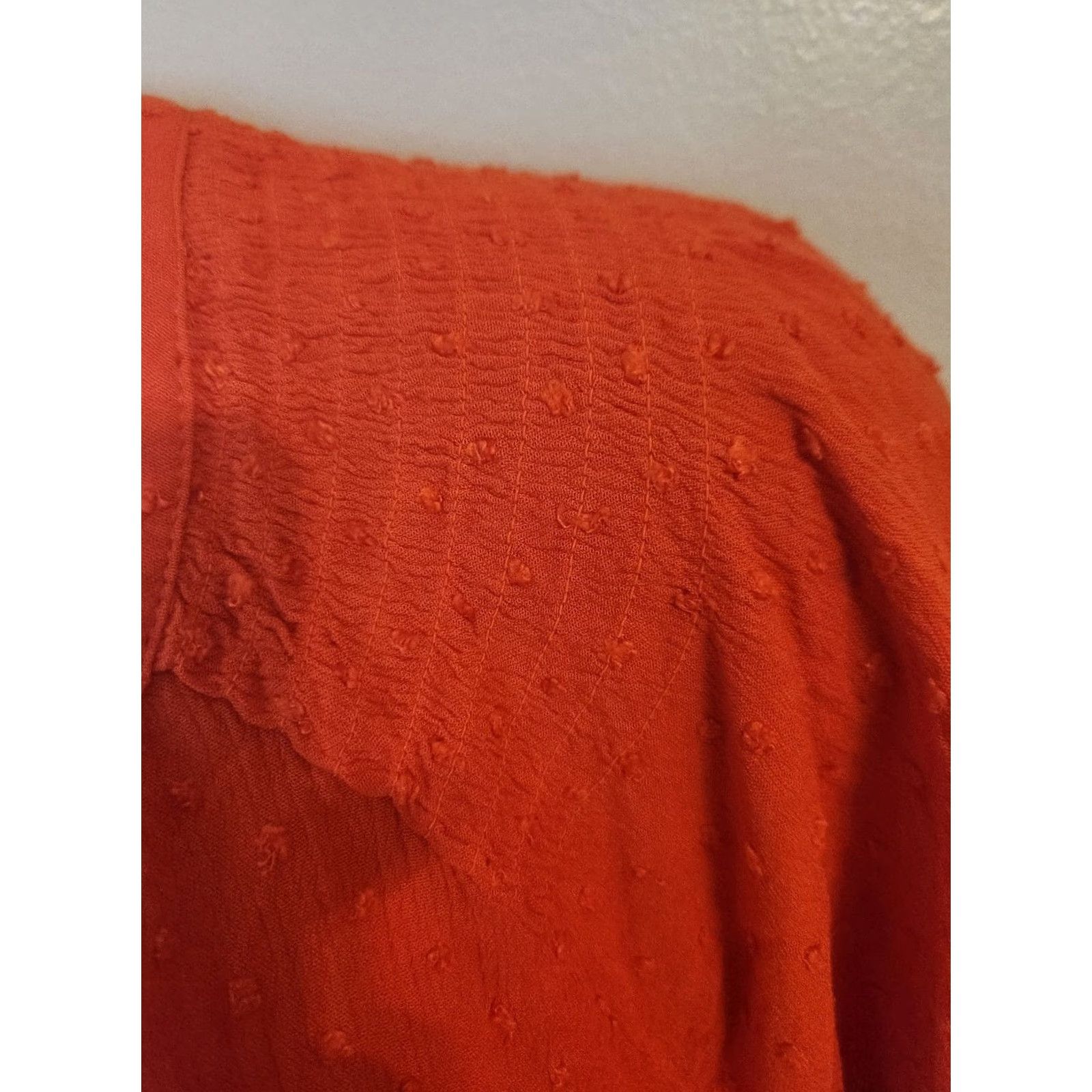 Vintage VINTAGE: No Rose & Olive Orange Flutter Sleeve Smocked Trim Swiss Dot Top 3X Shirt Women 3X Orange Flutter Sleeve Blouse 3X Rose & Olive Womens Pink? Size XXL / US 16-18 / IT 52-54 - 2 Thumbnail