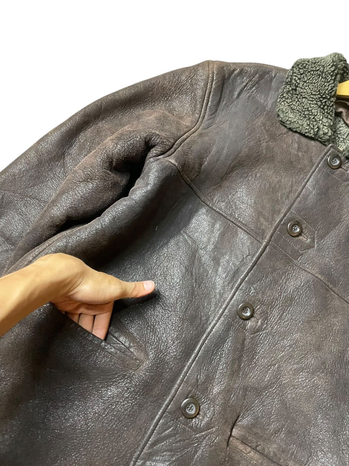 Japanese Brand × Vintage LONLO Brand Double Pocket Shearling Leather Coat (112) Size US L / EU 52-54 / 3 - 5 Thumbnail