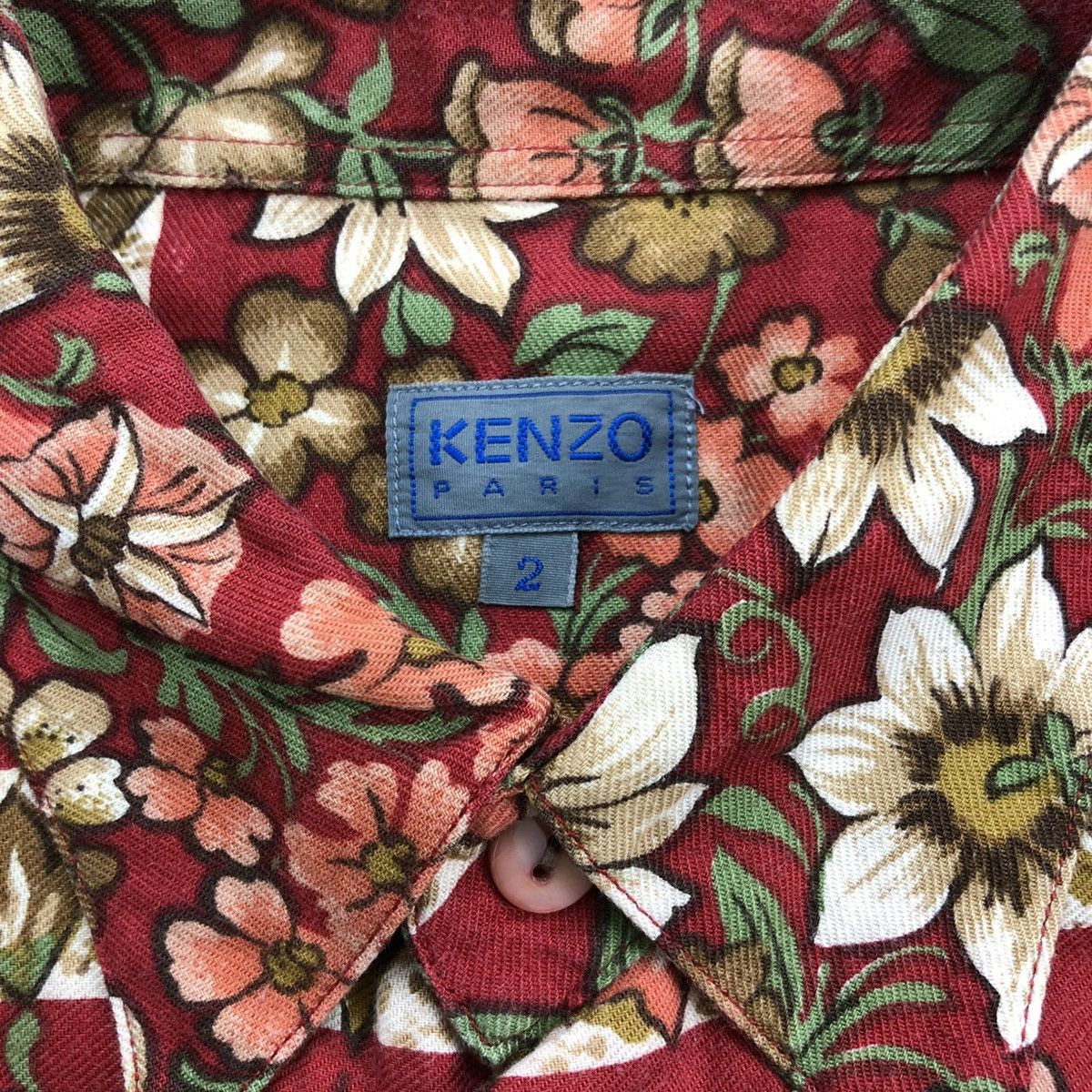 Kenzo × Vintage 1990s Kenzo Paris Seaside Village View Floral 3D Print Shirt Size US L / EU 52-54 / 3 - 4 Thumbnail