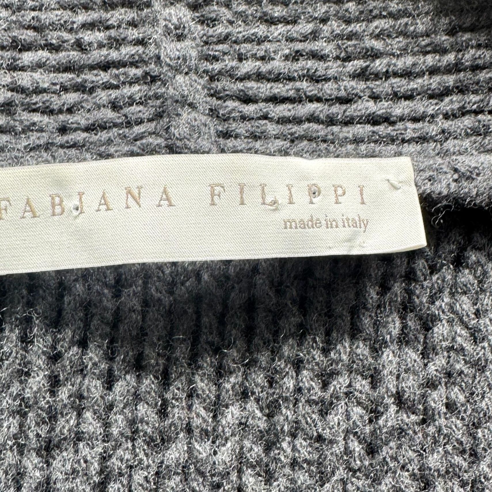 Fabiana Filippi Sweater Cardigan Womens Small Gray Fur Pocket Wool Italy