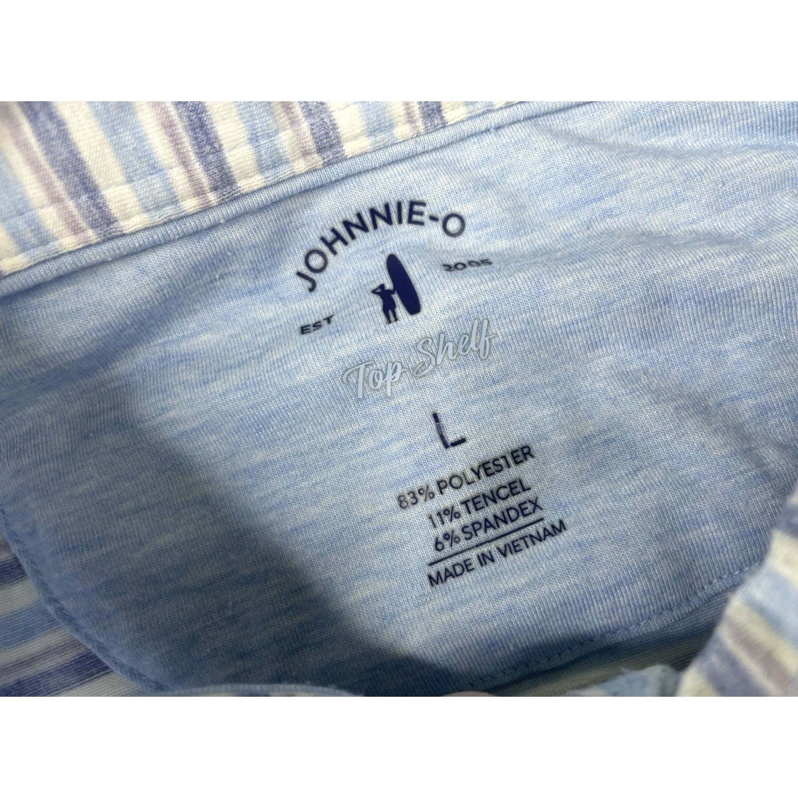 johnnie-O johnnie-O Polo Shirt Men Large Striped Performance Golf Top Shelf Malibu Malcolm Multicolor Regular Breathable Stretch Logo Polo Size US L / EU 52-54 / 3 - 3 Thumbnail