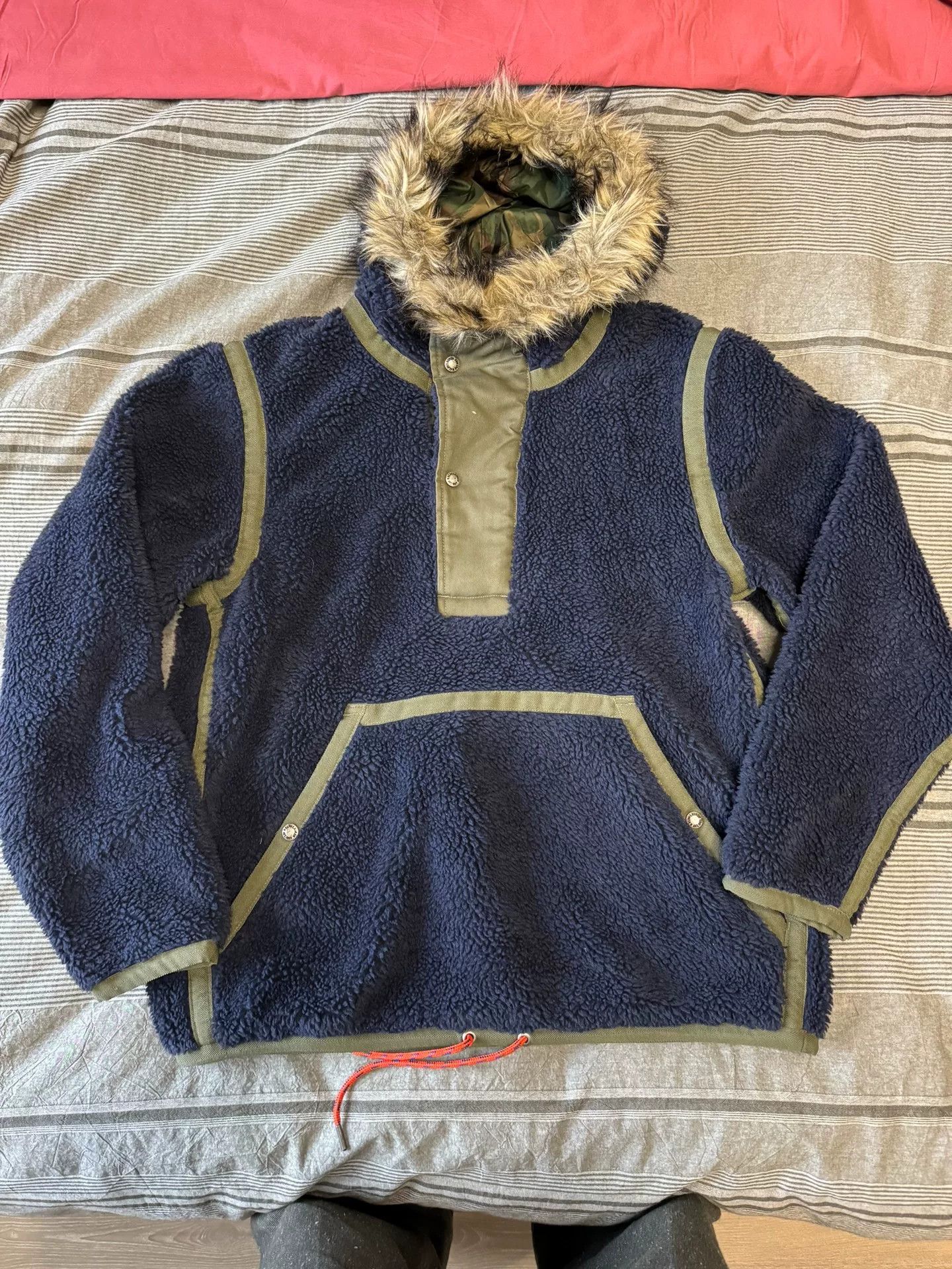 RRL Ralph Lauren cozy navy fleece pullover with hood Size US M / EU 48-50 / 2 - 1 Thumbnail