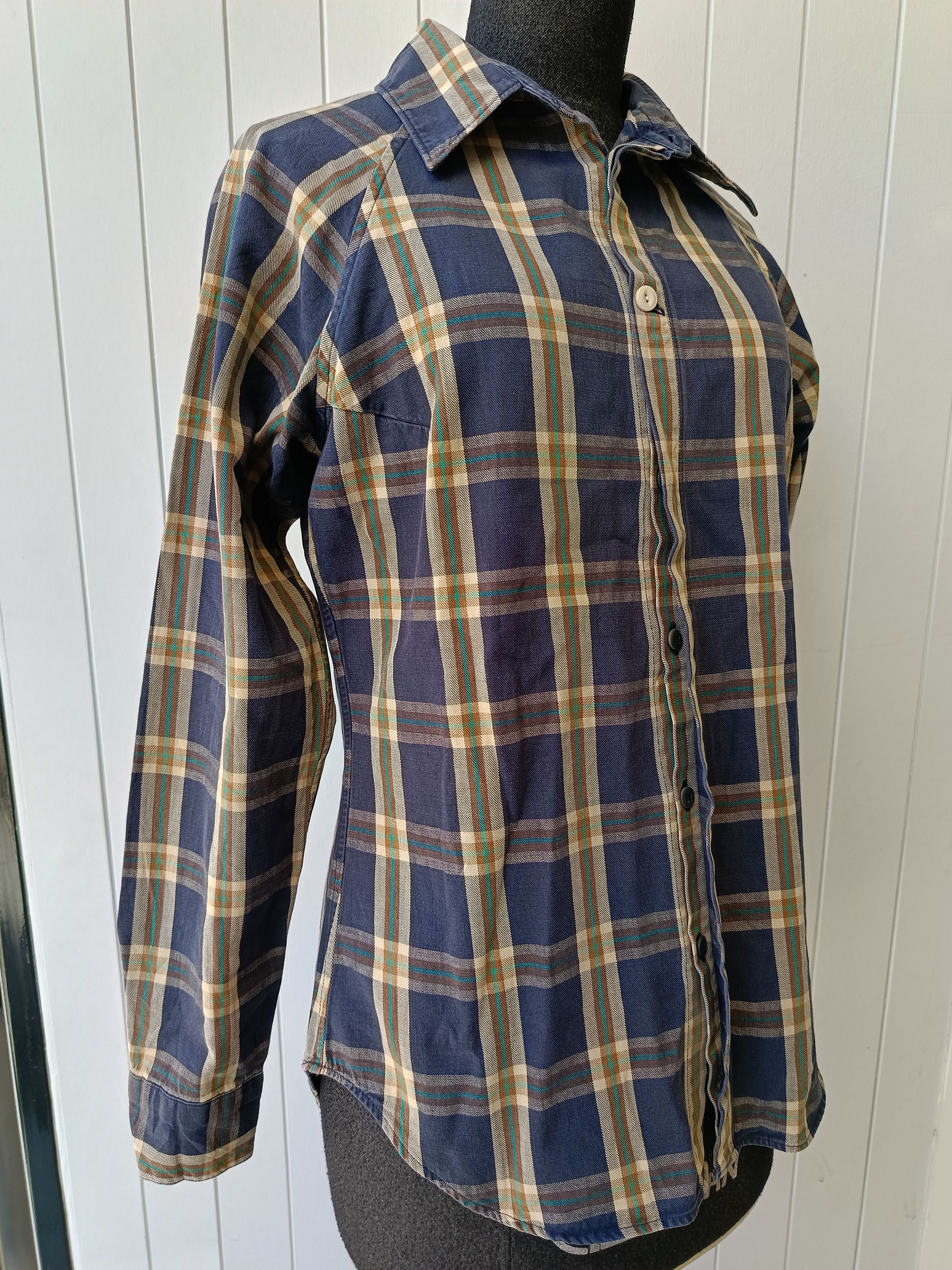 45rpm 45RPM by R Japan plaid ladies indigo navy blue slimfit shirt Size S / US 4 / IT 40 - 6 Thumbnail