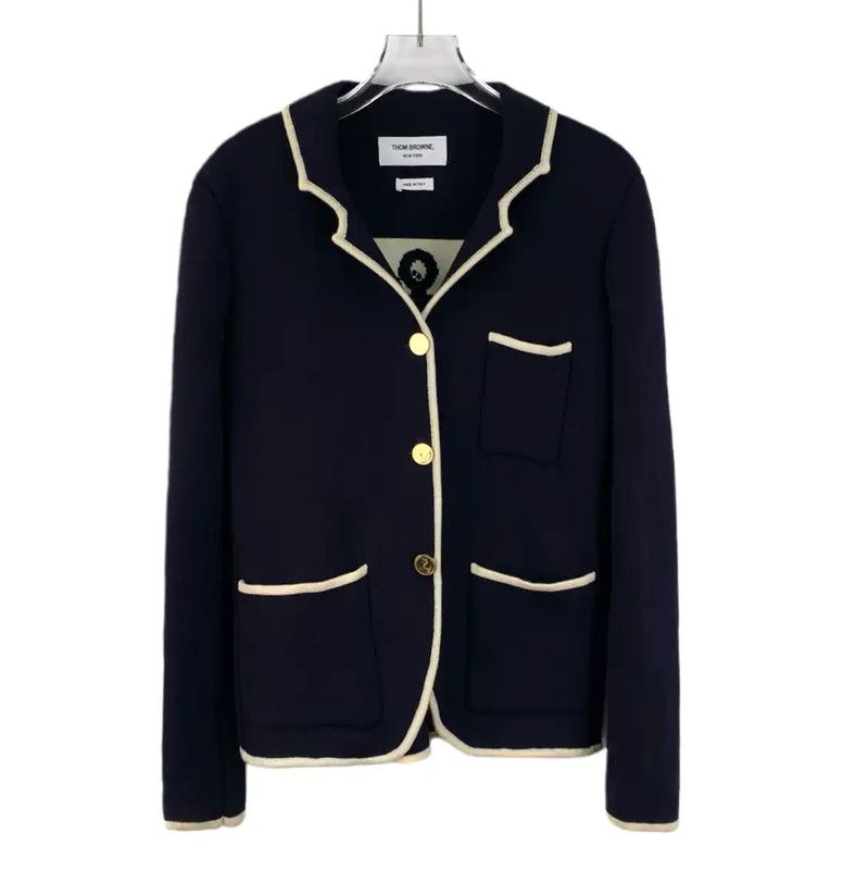 Thom Browne Thom Browne Navy Blue Wool Women's Jacket 0089 Size S / US 4 / IT 40 - 1 Thumbnail