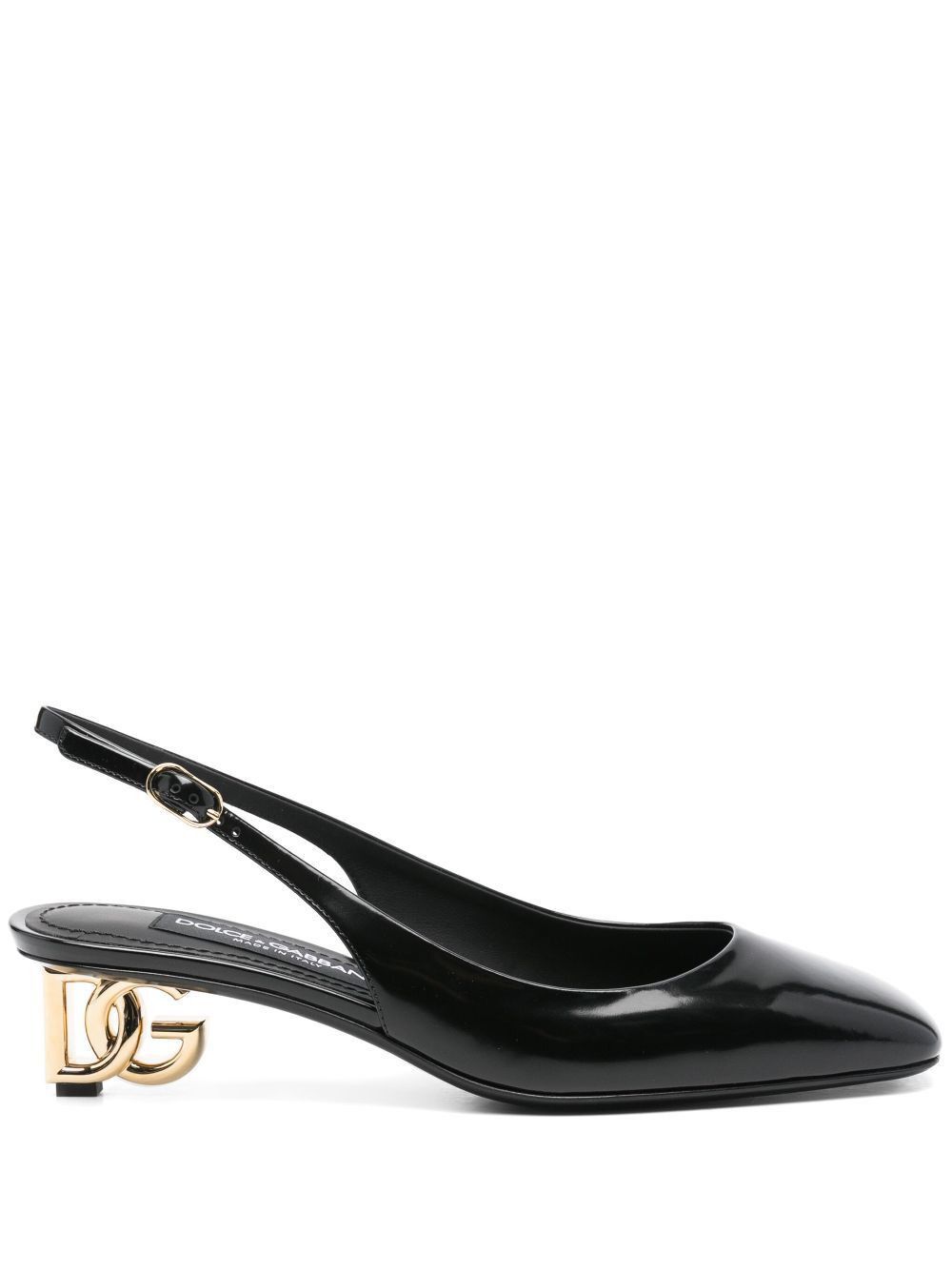 Dolce & Gabbana LOGO-HEEL PATENT LEATHER SLINGBACK PUMPS Size US 8.5 / IT 38.5 - 1 Thumbnail