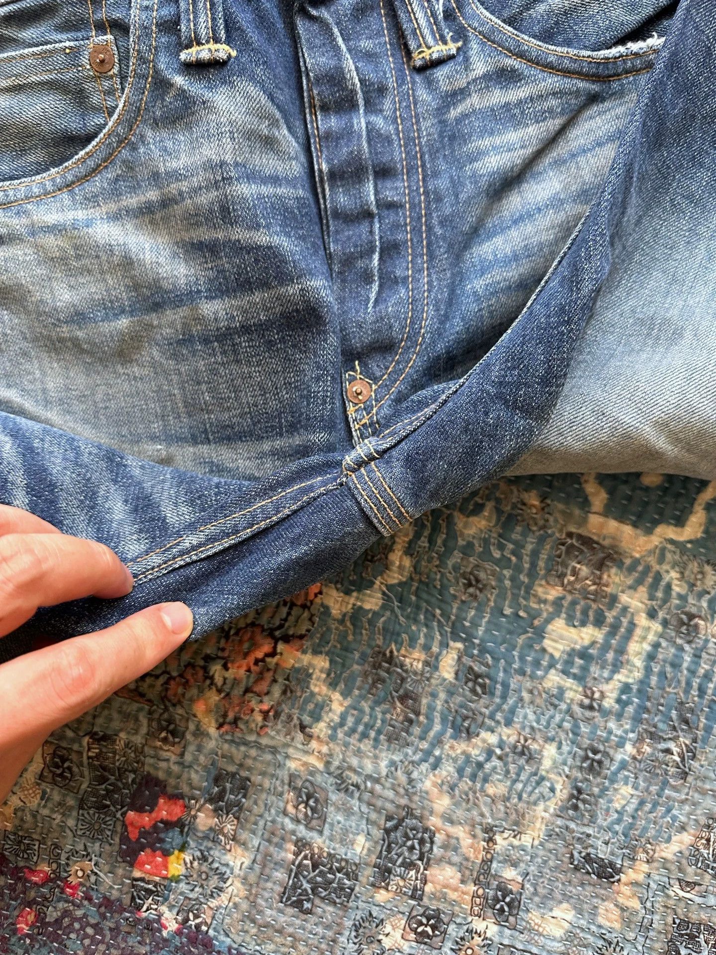 RRL Ralph Lauren RRL Deep Denim Vintage Wash Distressed Ripped Pants 28 Size US 28 / EU 44 - 5 Thumbnail