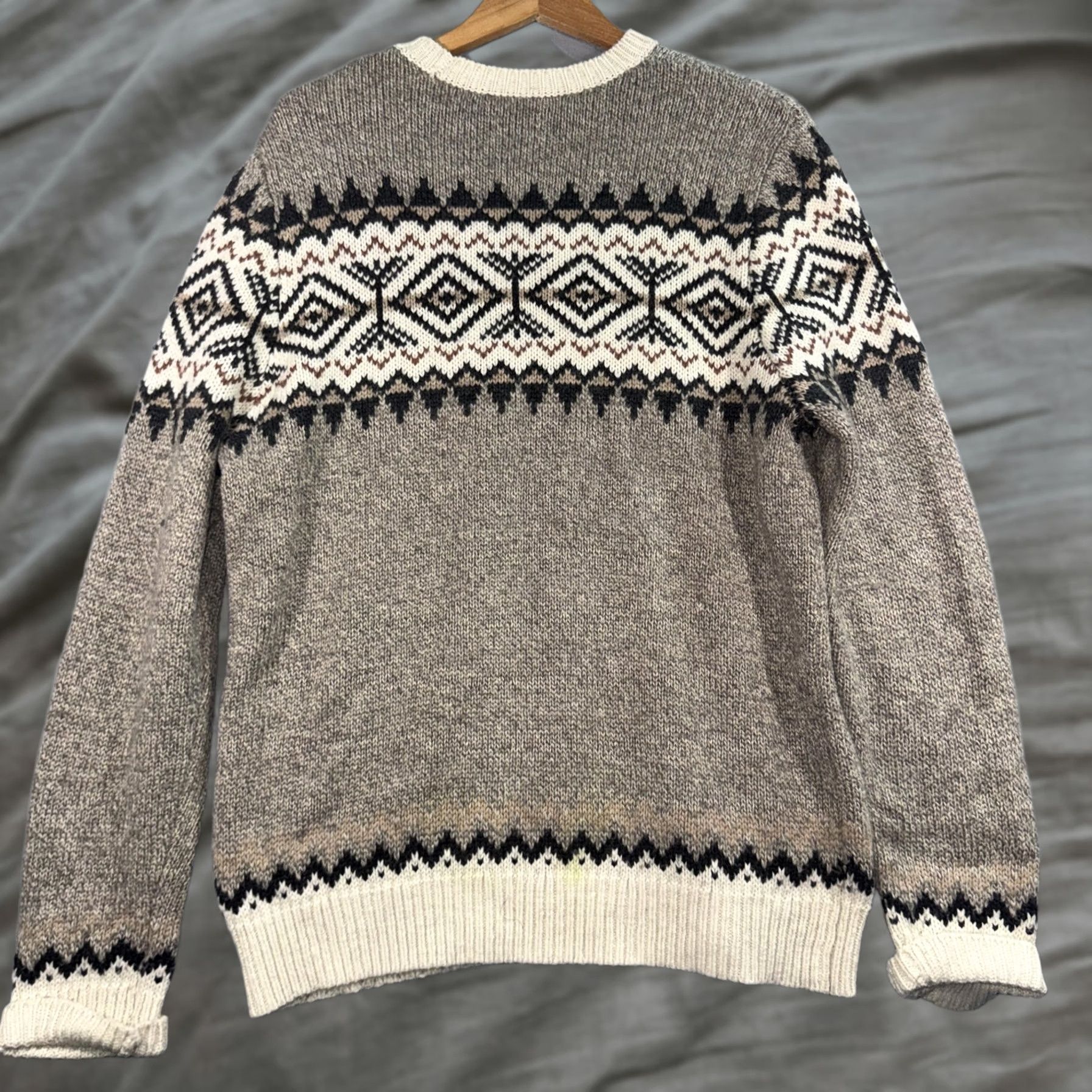 Frank And Oak Frank And Oak Sweater Mens Medium Gray Wool Blend Fair Isle Crewneck Pullover Size US M / EU 48-50 / 2 - 1 Thumbnail