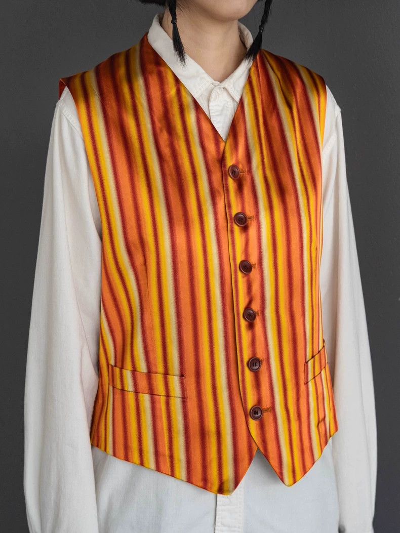 Kenzo KENZO Orange striped silk vest back vintagery Size M / US 6-8 / IT 42-44 - 6 Thumbnail