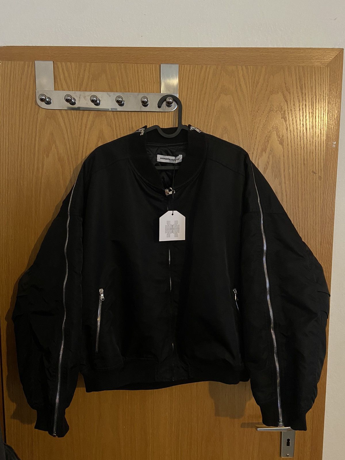 image of Fffpostalservice Ma-1 Zip Bomber Jacket in Black, Men's (Size Medium)