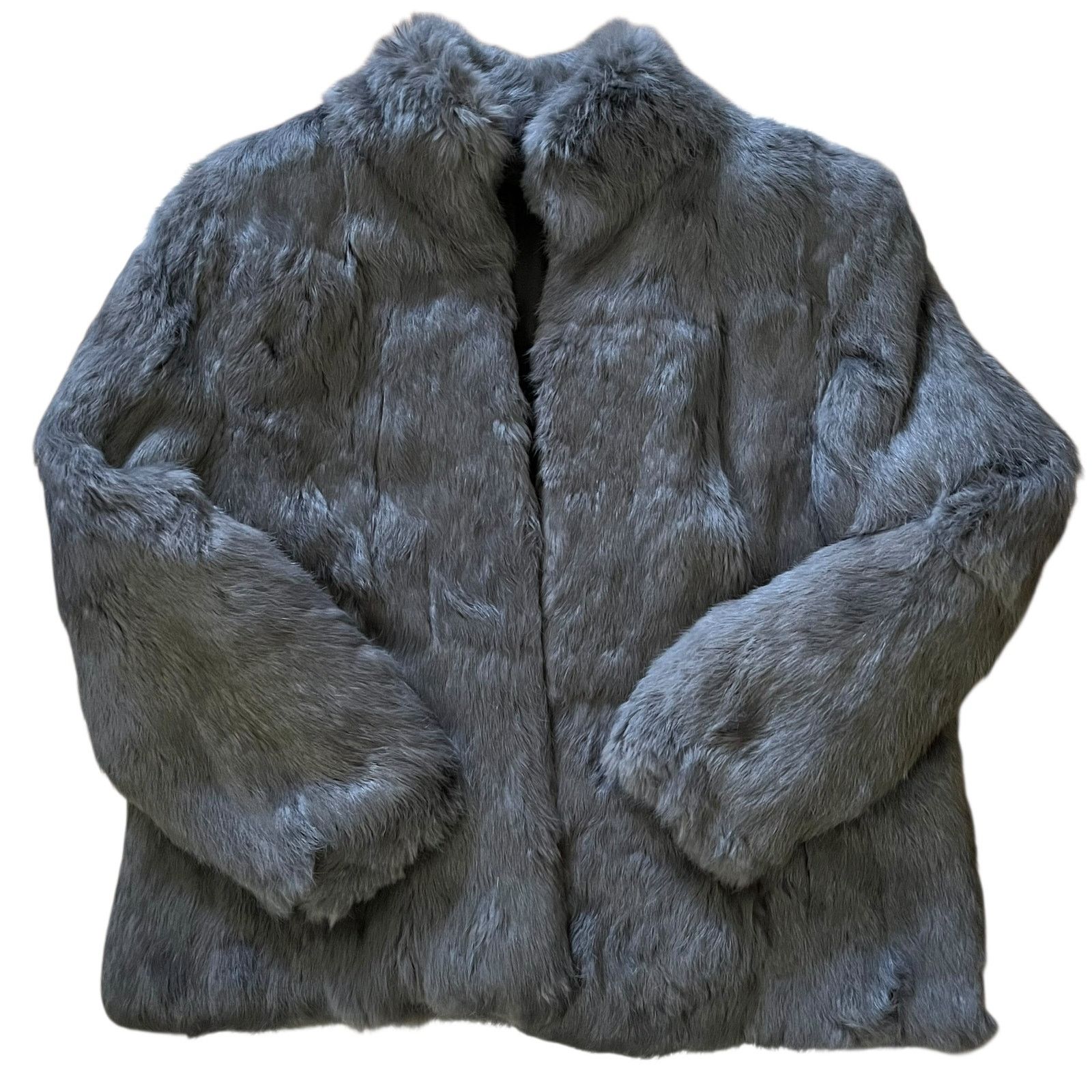 Vintage Vintage Gray Rabbit Genuine Fur High Neck Women's Coat Size L / US 10 / IT 46 - 10 Thumbnail