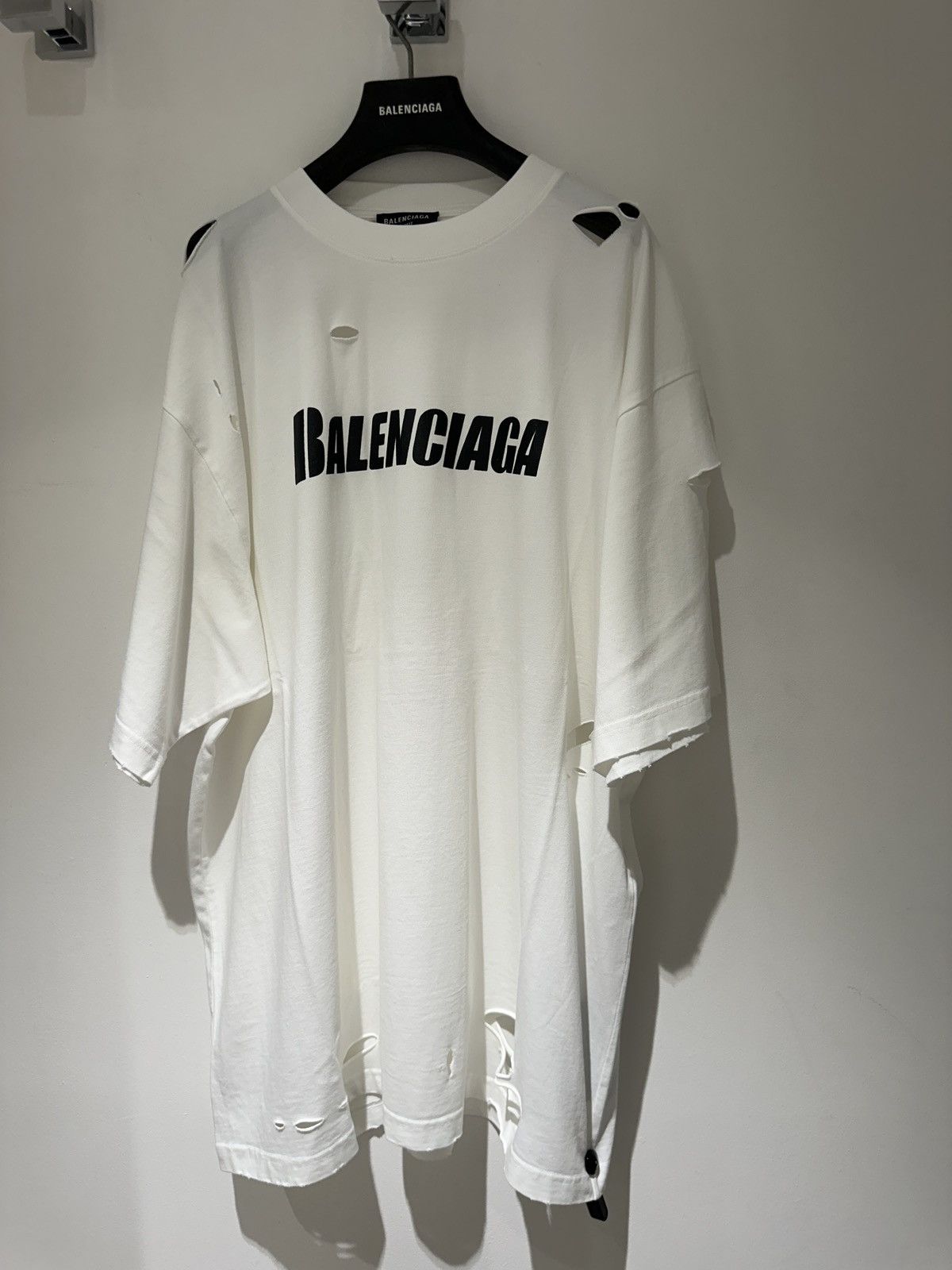 24ss BALENCIAGA MirrorLogo destroy shirt Balenciaga Mirror Logo T