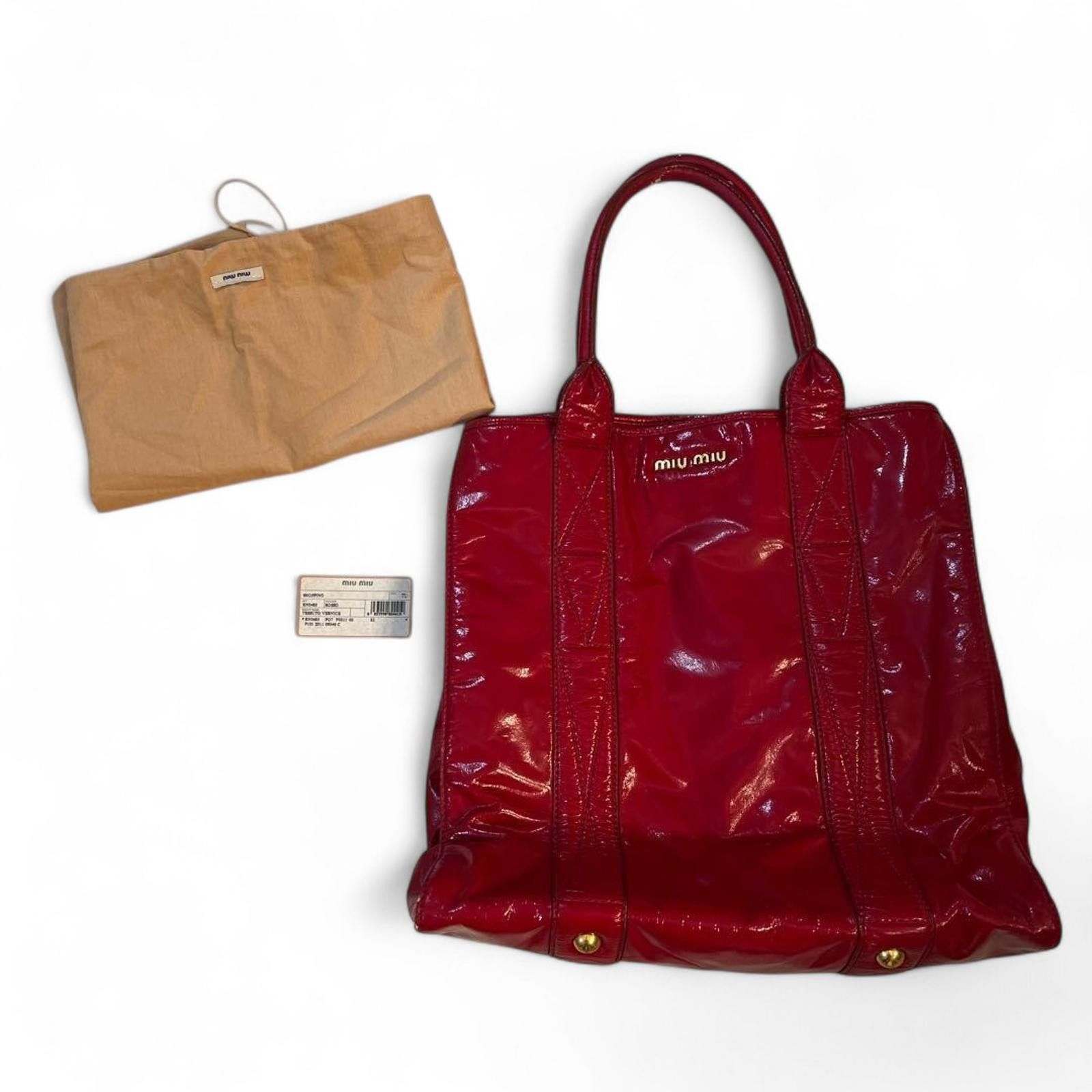 Miu Miu Miu Miu - Red Patent Leather Tote Bag Size ONE SIZE - 2 Thumbnail