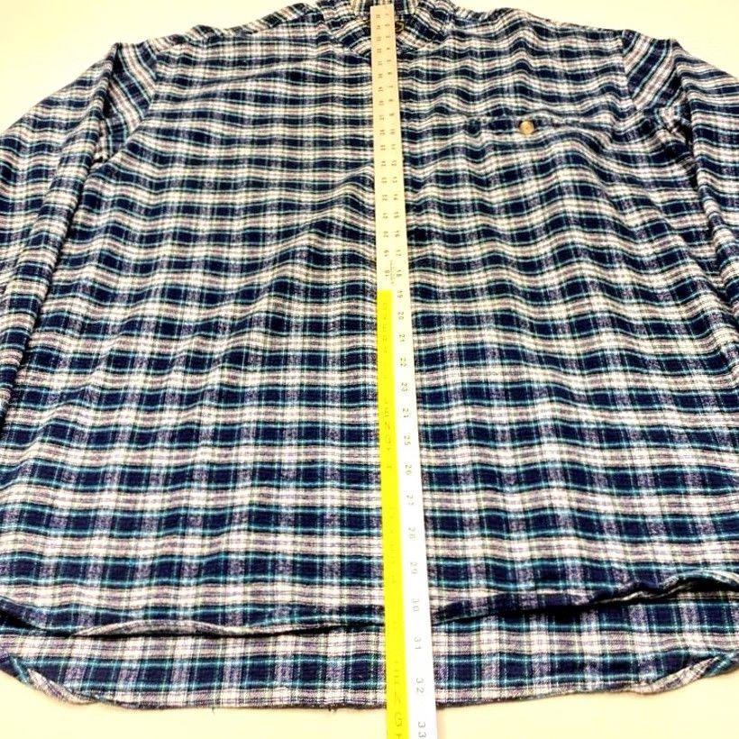 Lee VINTAGE Lee Valley Flannel Mens XL Blue Checkered Irish Grandfather Band Collar Size US XL / EU 56 / 4 - 6 Thumbnail